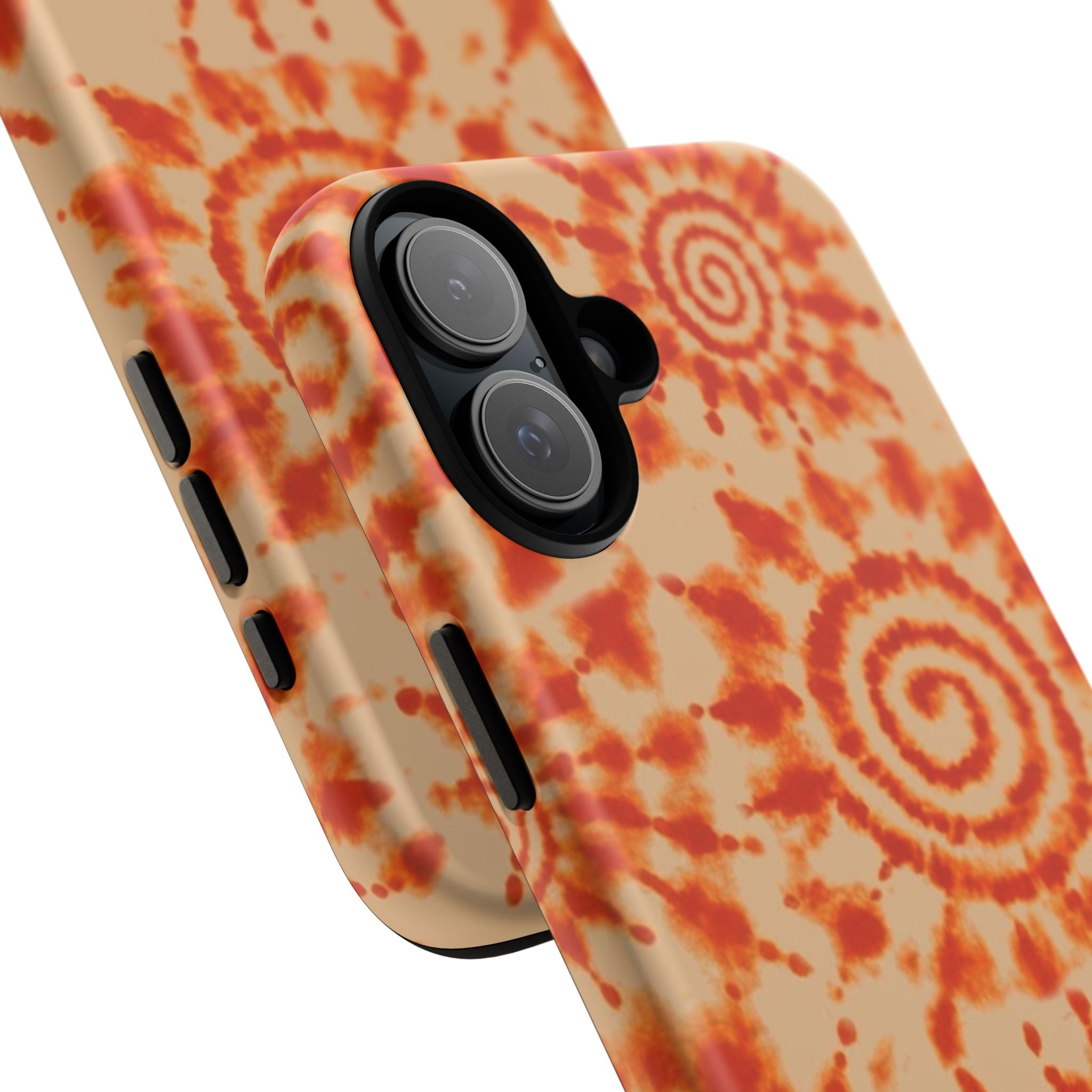 Tie-Dye Spiral Tough Phone Case — Orange Retro Protective Case