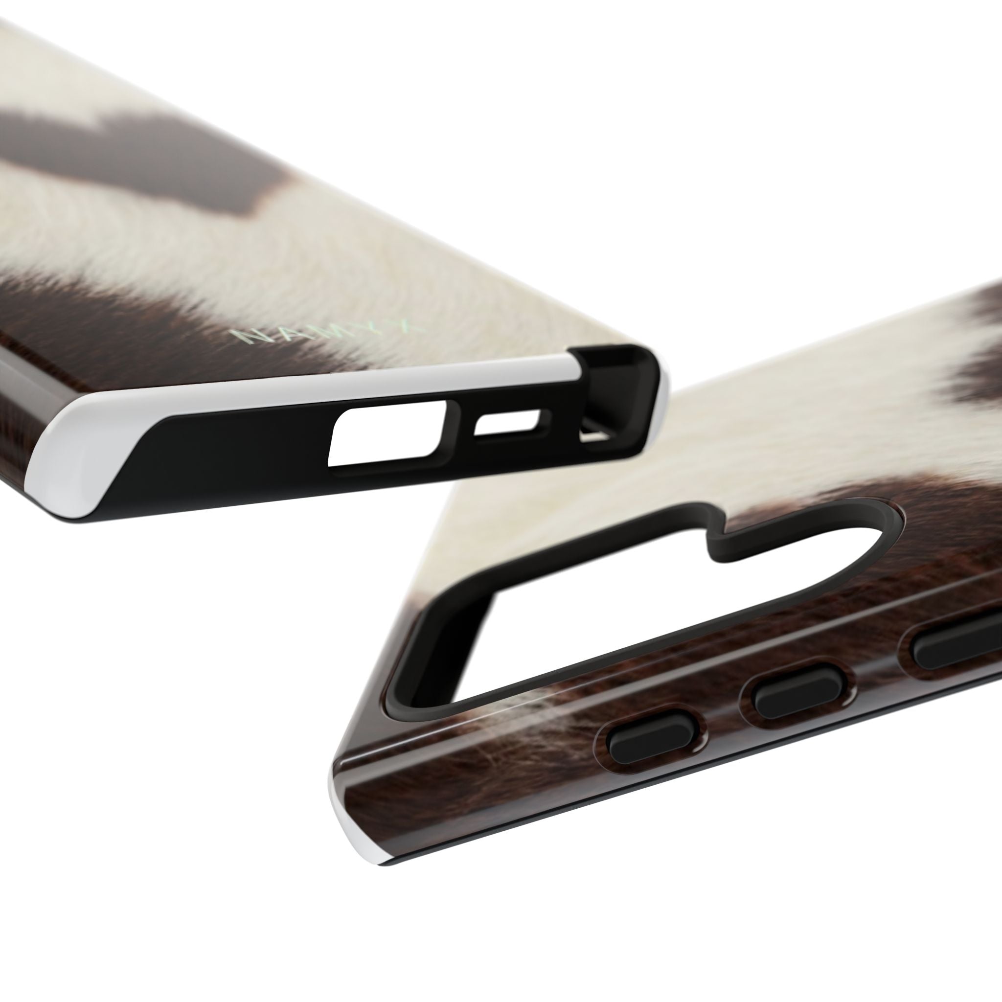 Cowhide Heart Phone Case — Cute Cow Print Protective iPhone Cover