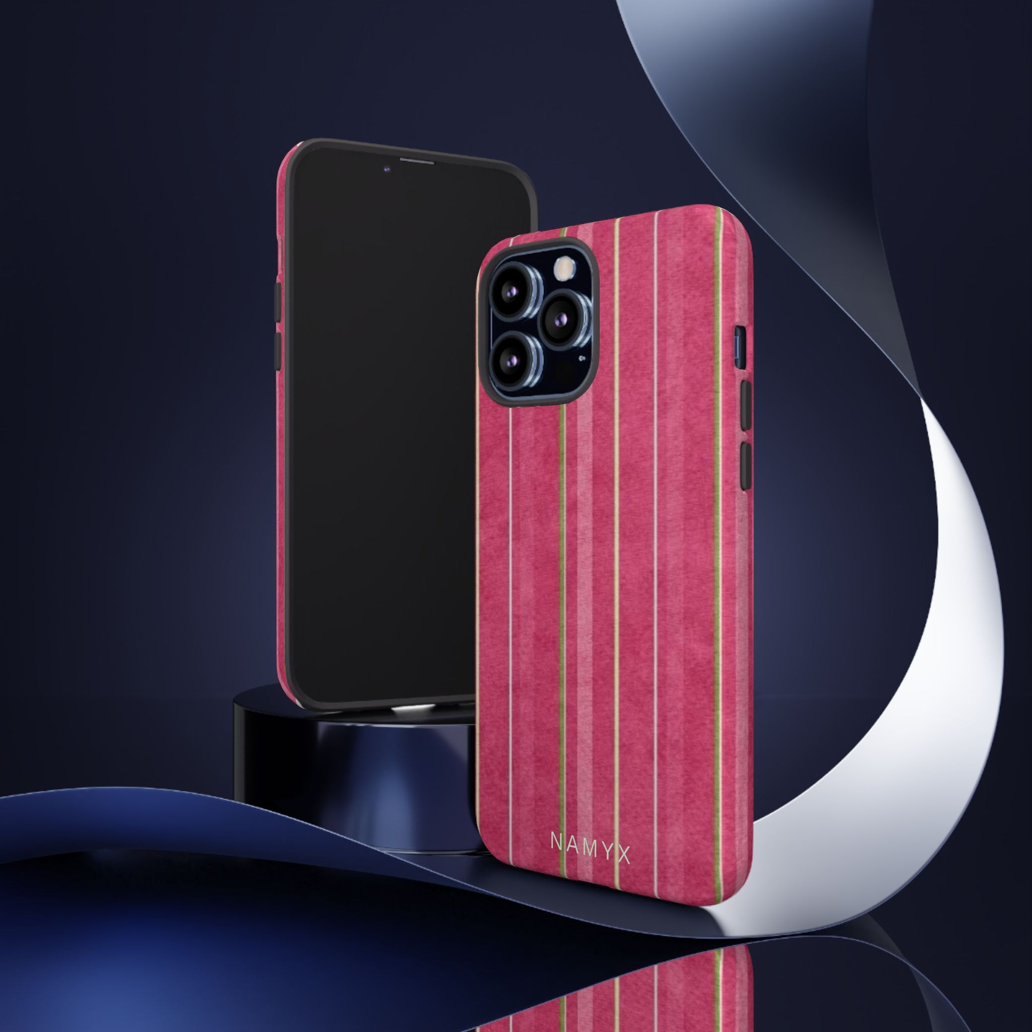 Pink Vertical Stripe Tough Phone Case — Durable Protective iPhone Cover with Subtle Vintage Stripes