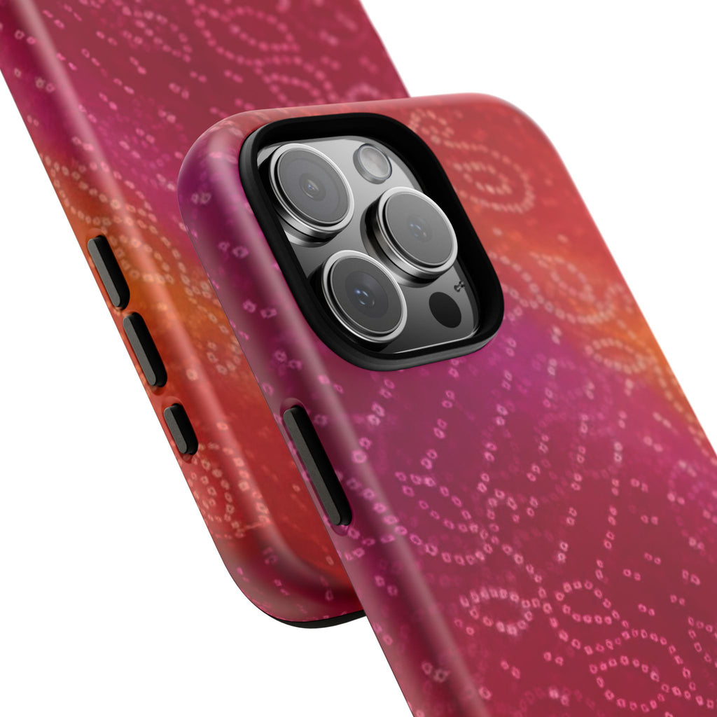 Floral Bandana Tough Case — Protective Phone Case with Pink Orange Paisley Design