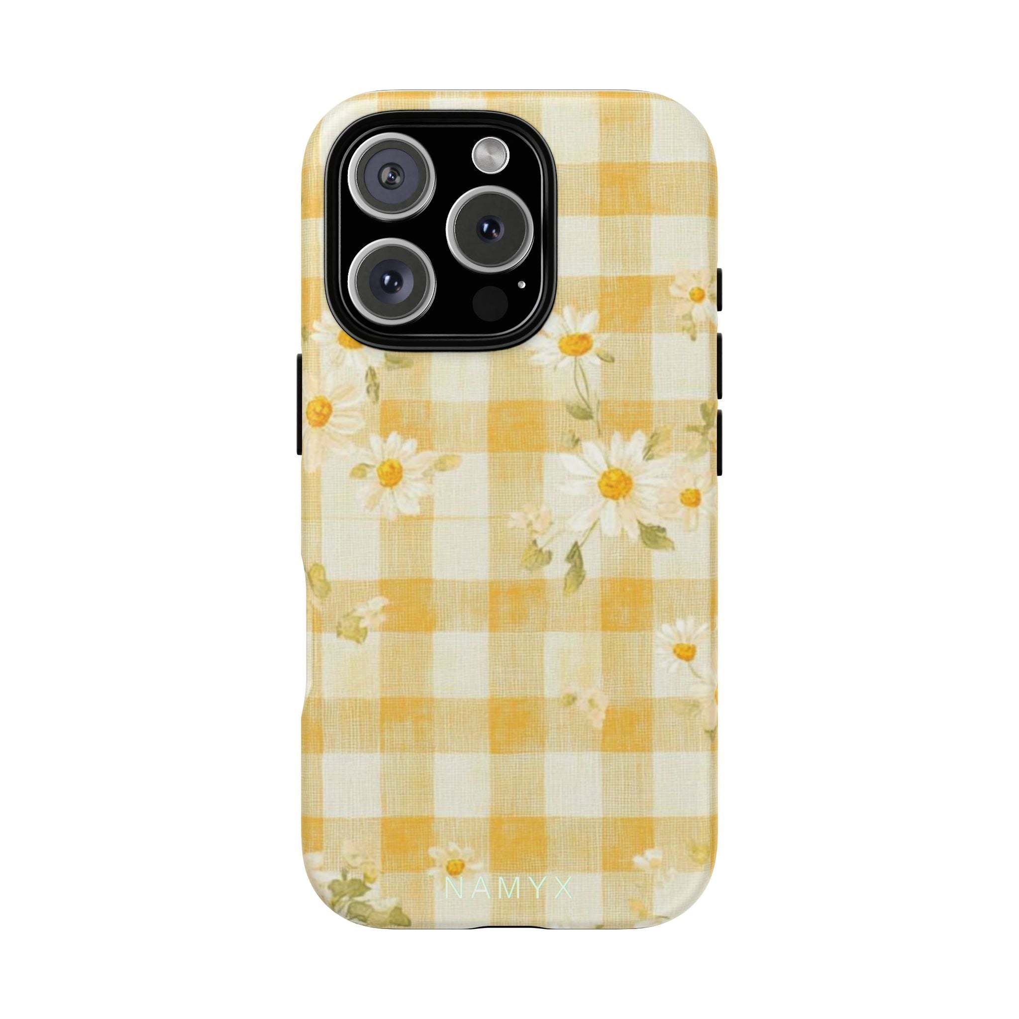 Daisy Gingham Tough Phone Case — Yellow Floral Protective Cover