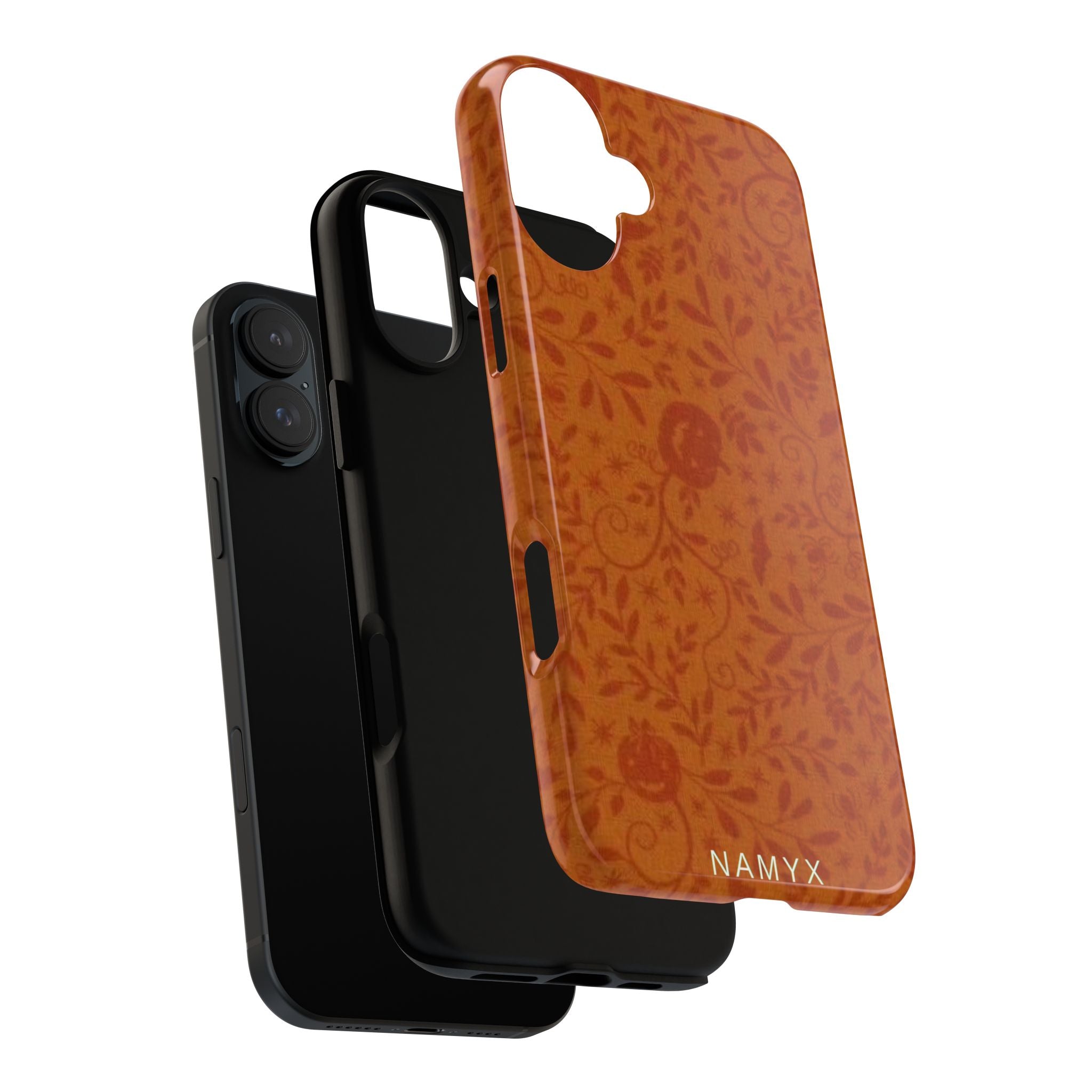 Floral Leather Phone Case — Rustic Orange Botanical Tough Case