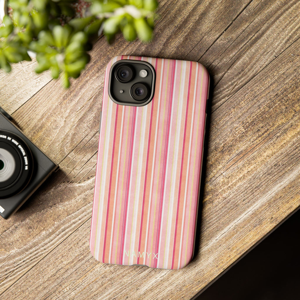 Pink Vintage Stripe Tough Phone Case