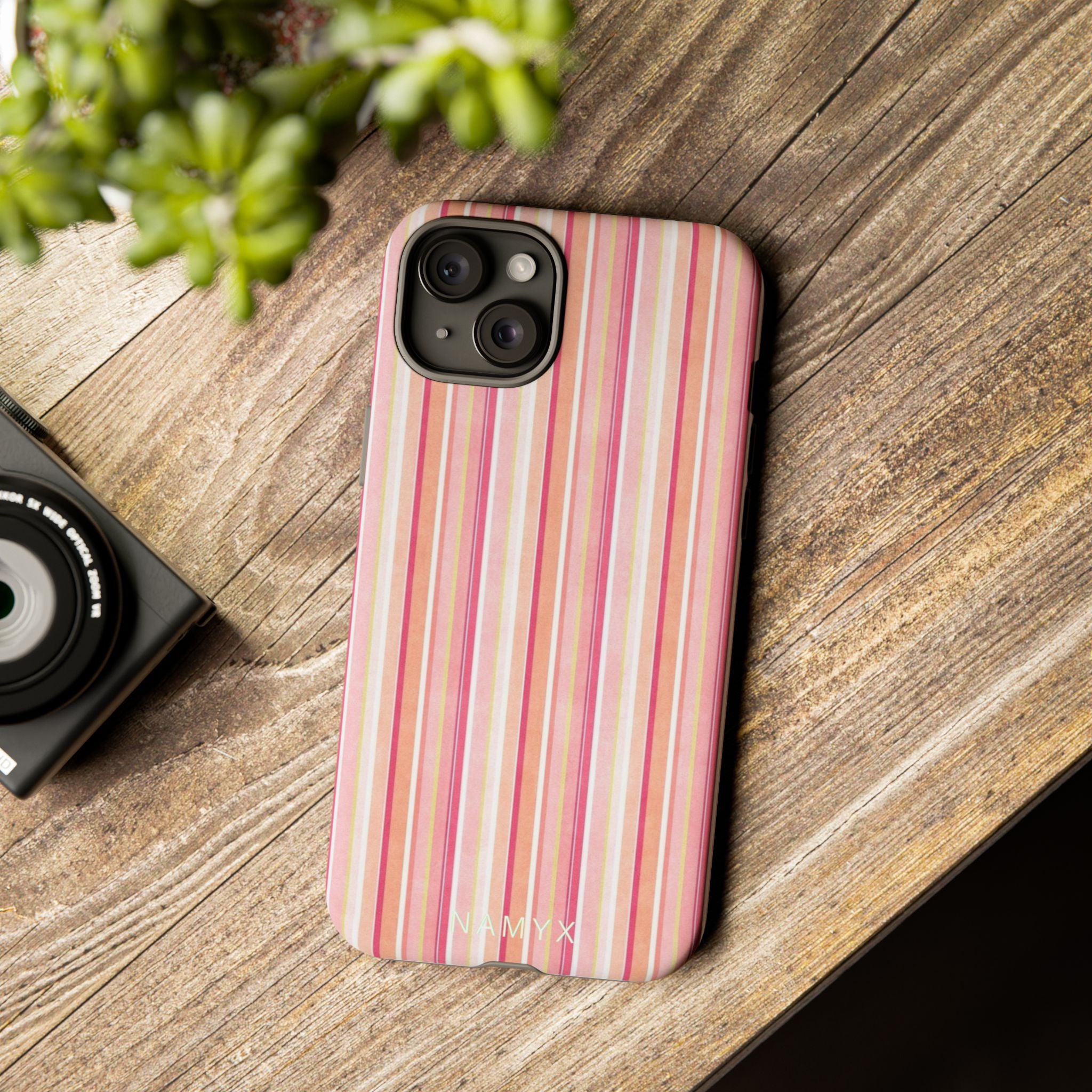 Pink Vintage Stripe Tough Phone Case