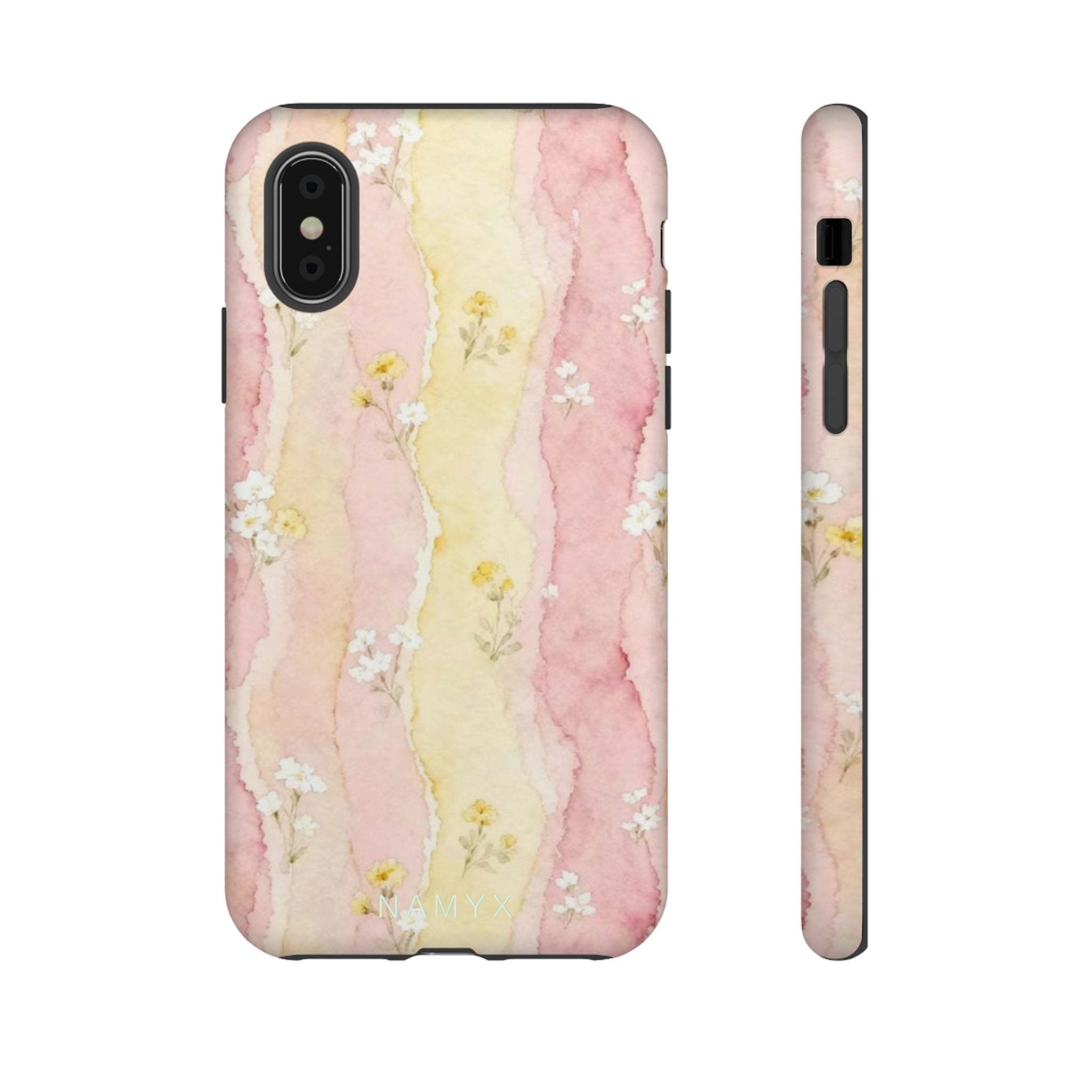 Floral Watercolor Tough Phone Case — Pink & Yellow Daisy Protective Cover