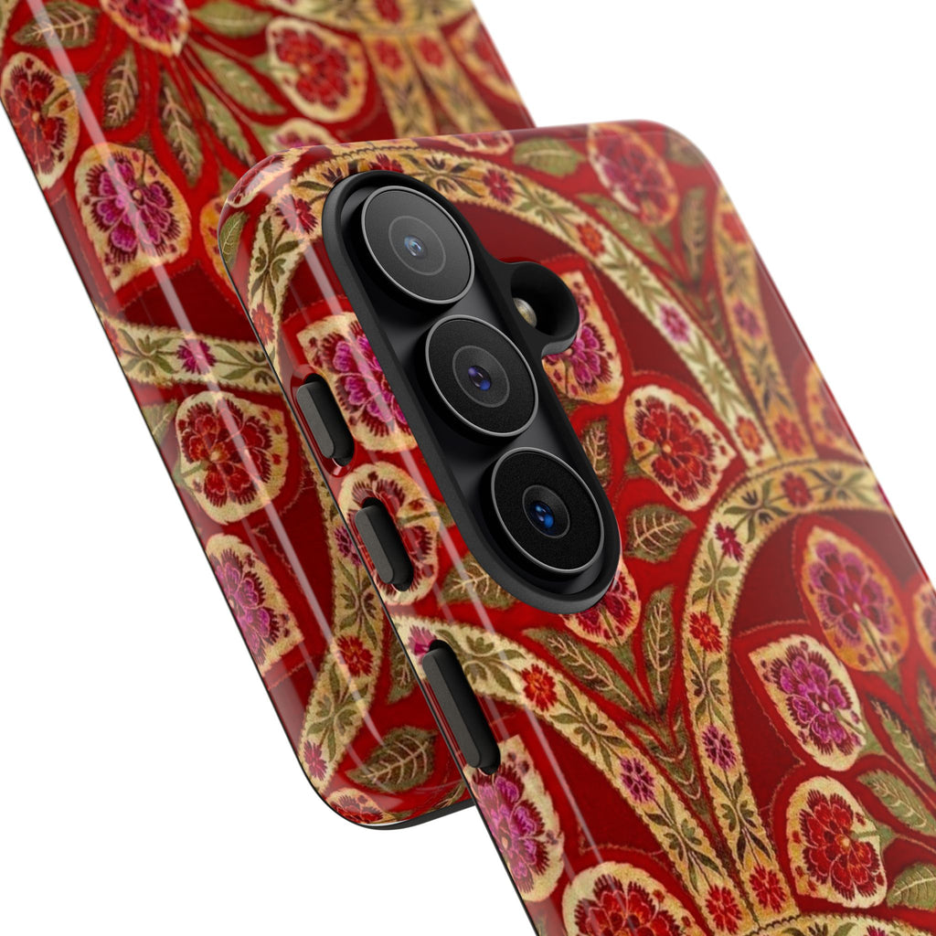 Floral Paisley Tough Phone Case — Red Gold Vintage Pattern