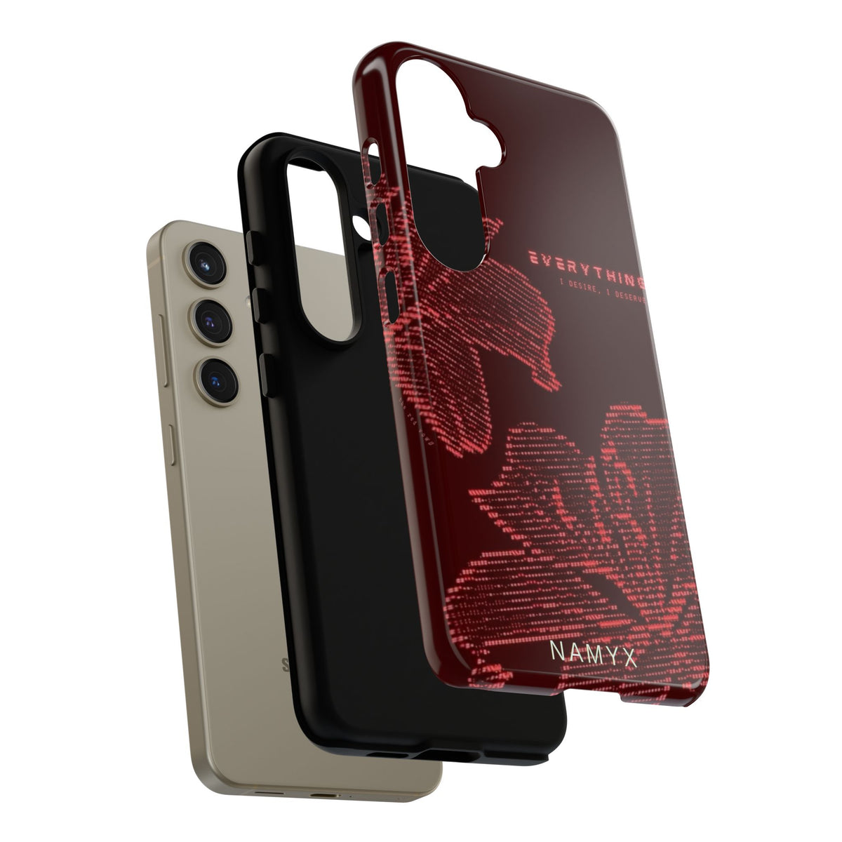 Floral Tough Phone Case — 'Everything' Burgundy Protective Cover