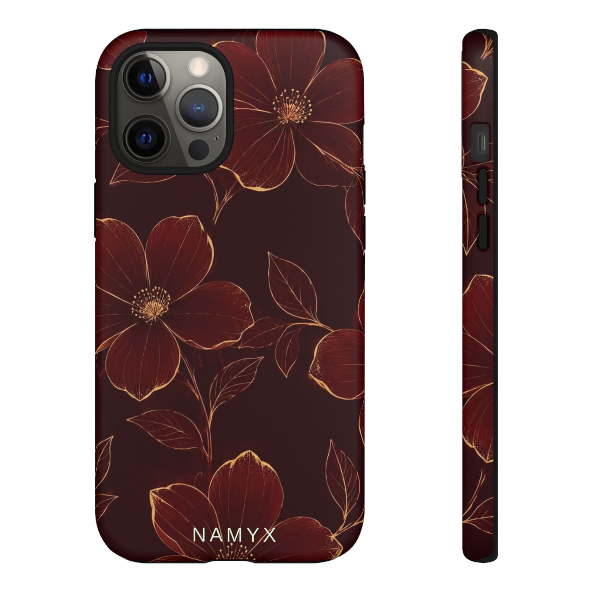 Floral Tough Case — Dark Red Botanical Phone Case