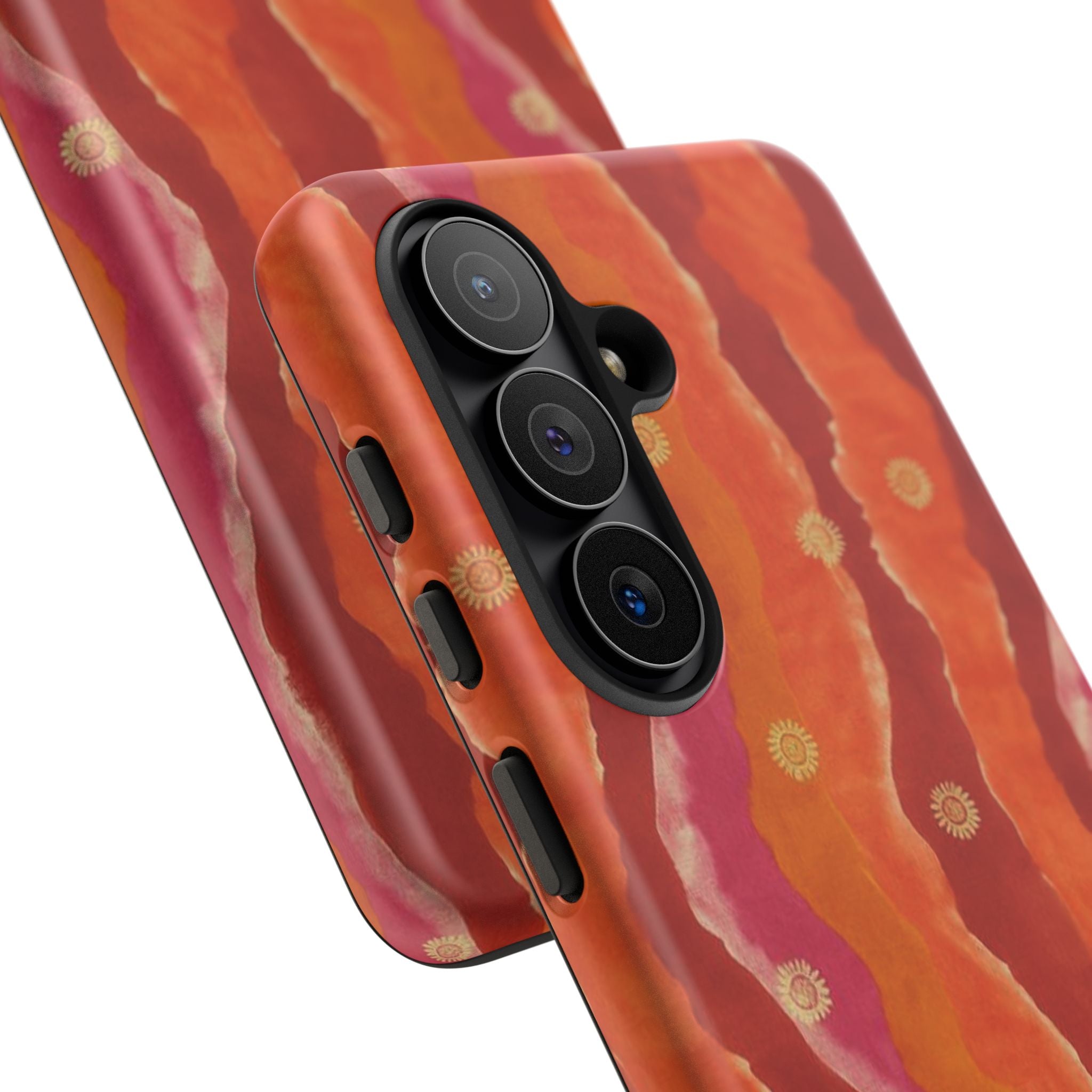 Abstract Red Waves Phone Case — Bold Orange & Pink Protective Tough Case
