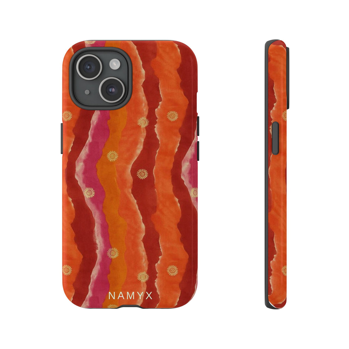 Abstract Red Waves Phone Case — Bold Orange & Pink Protective Tough Case