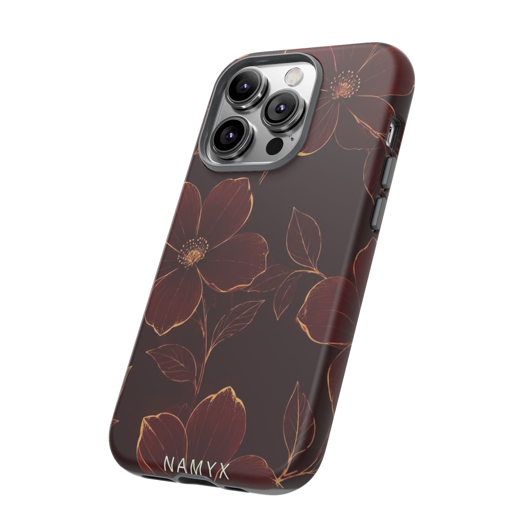 Floral Tough Case — Dark Red Botanical Phone Case