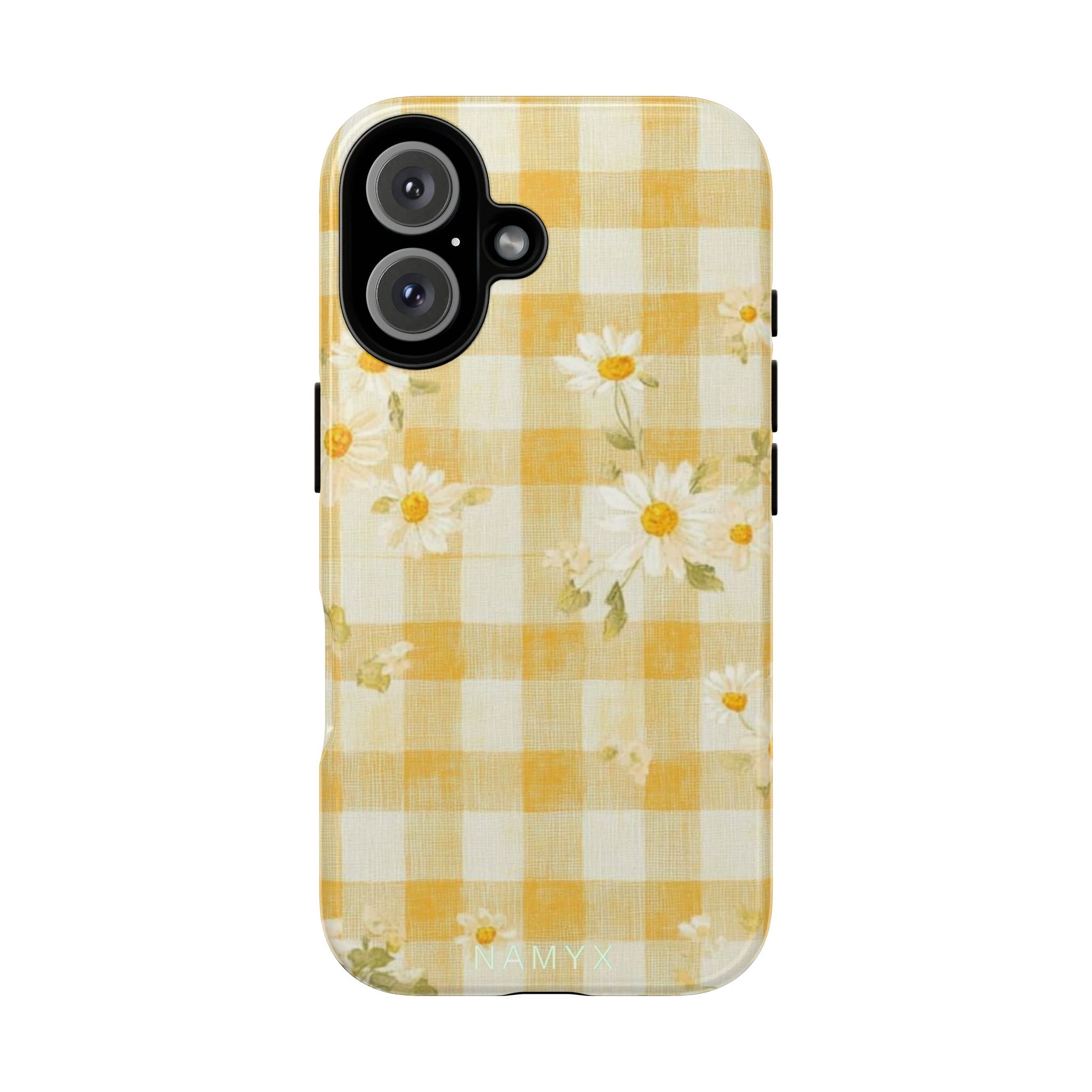 Daisy Gingham Tough Phone Case — Yellow Floral Protective Cover