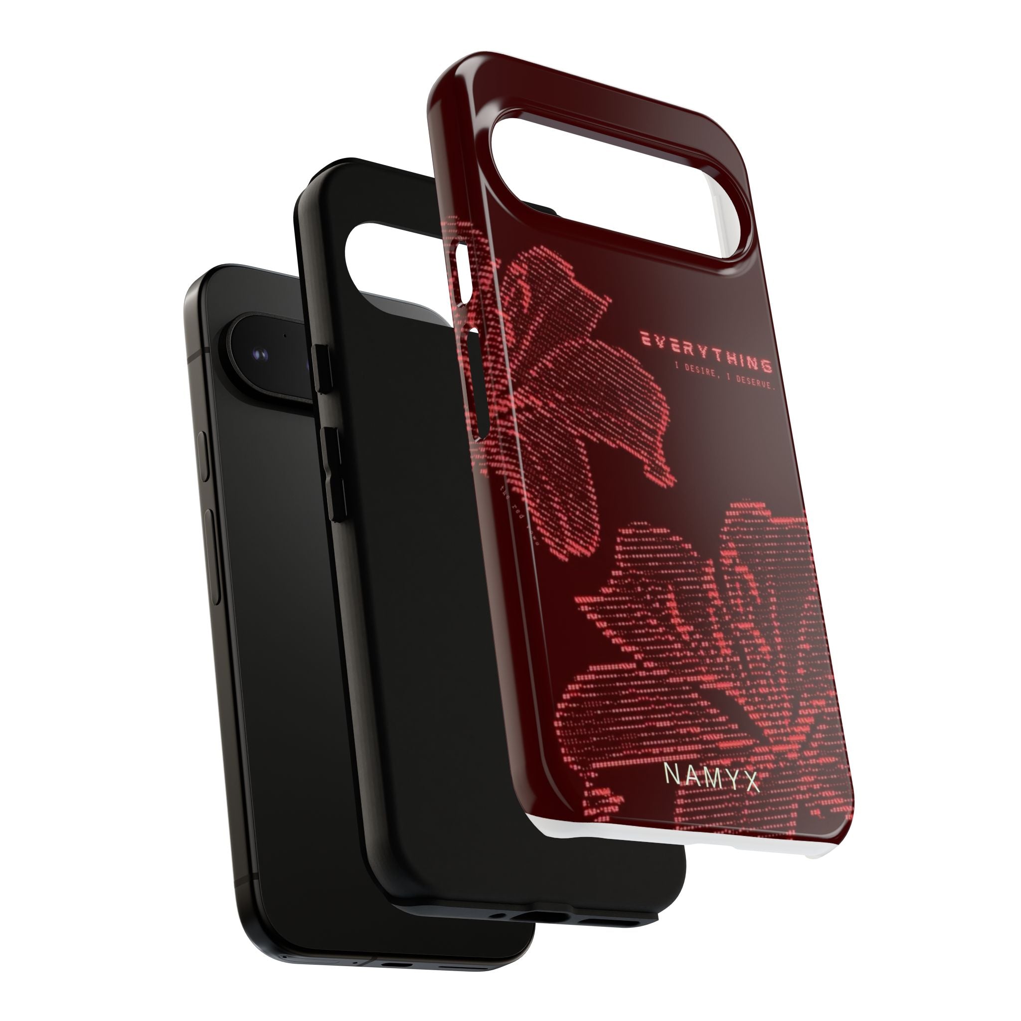 Floral Tough Phone Case — 'Everything' Burgundy Protective Cover