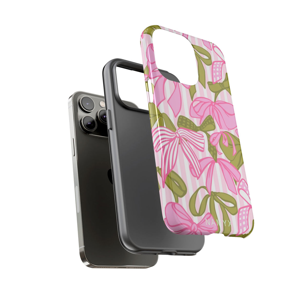 Bow Pattern Tough Case - Pink & Olive Floral Phone Cover