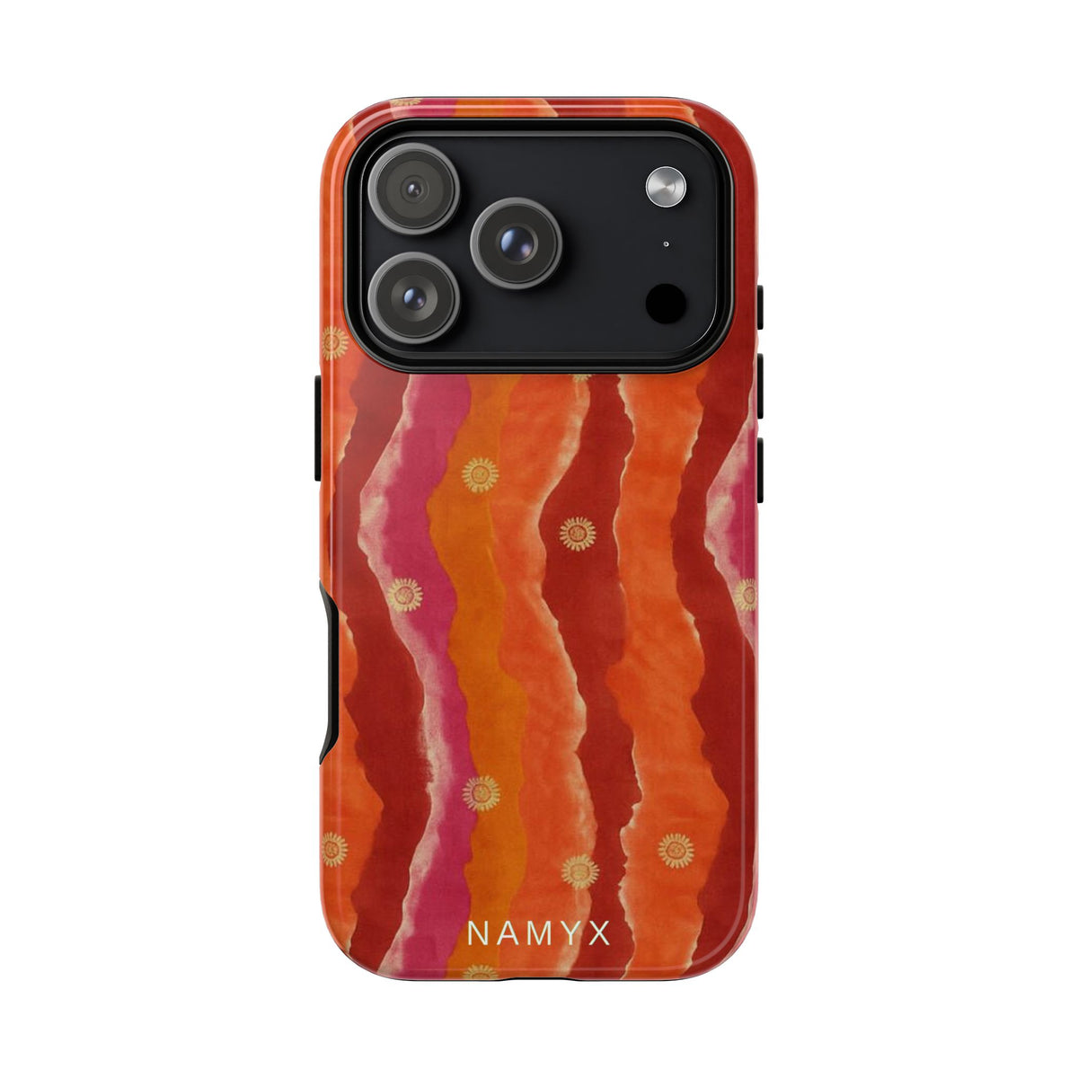 Abstract Red Waves Phone Case — Bold Orange & Pink Protective Tough Case