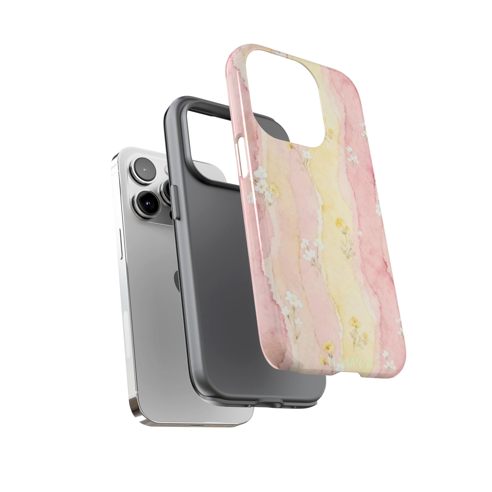 Floral Watercolor Tough Phone Case — Pink & Yellow Daisy Protective Cover