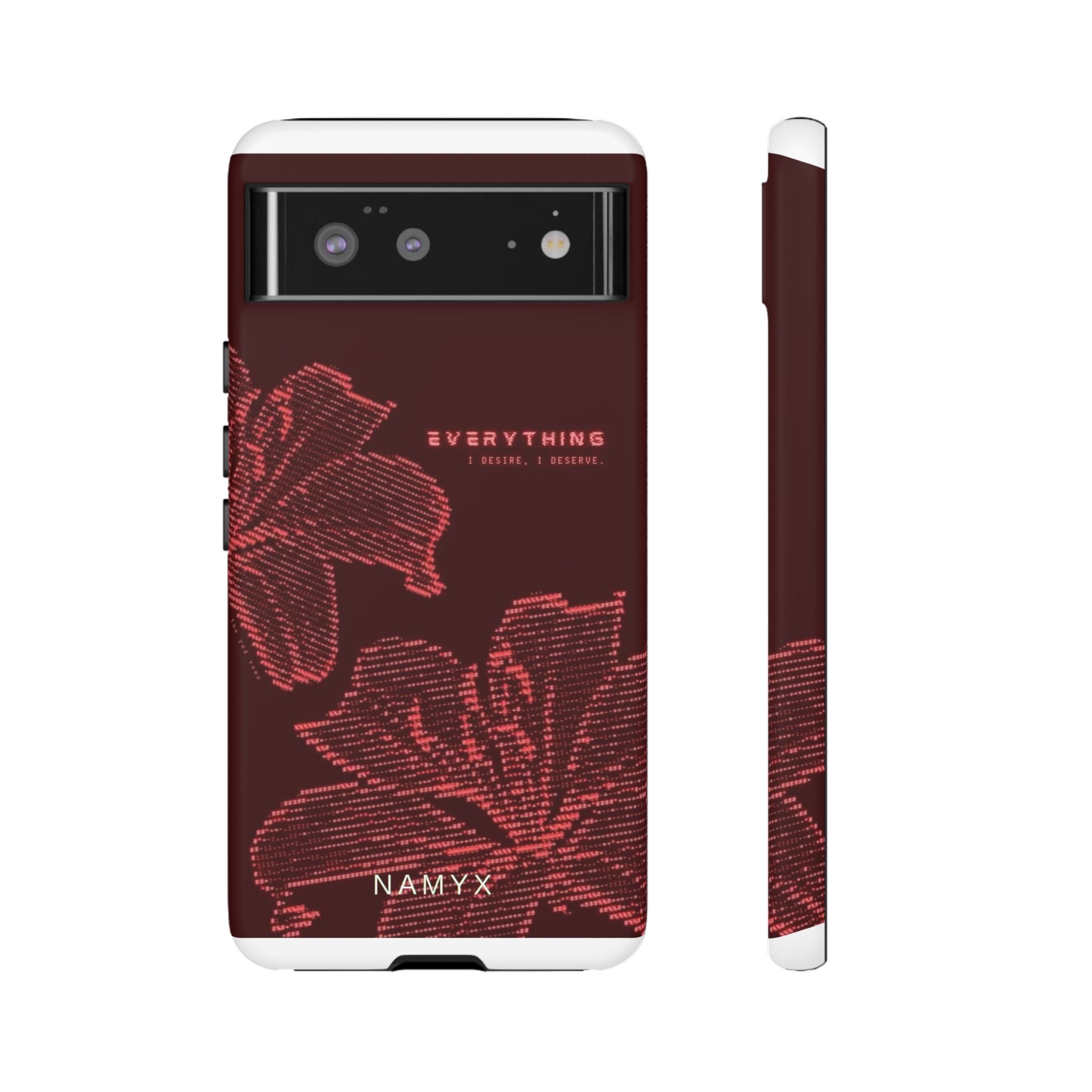 Floral Tough Phone Case — 'Everything' Burgundy Protective Cover