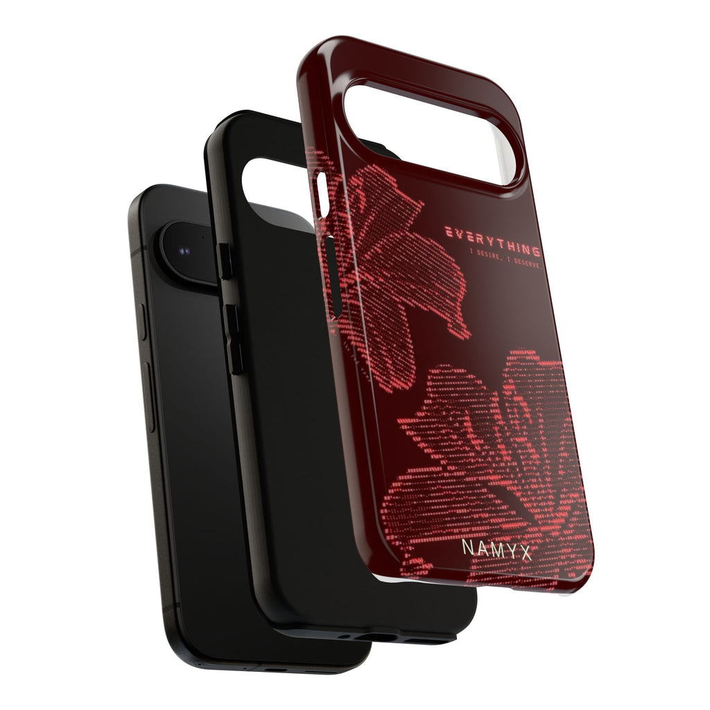 Floral Tough Phone Case — 'Everything' Burgundy Protective Cover
