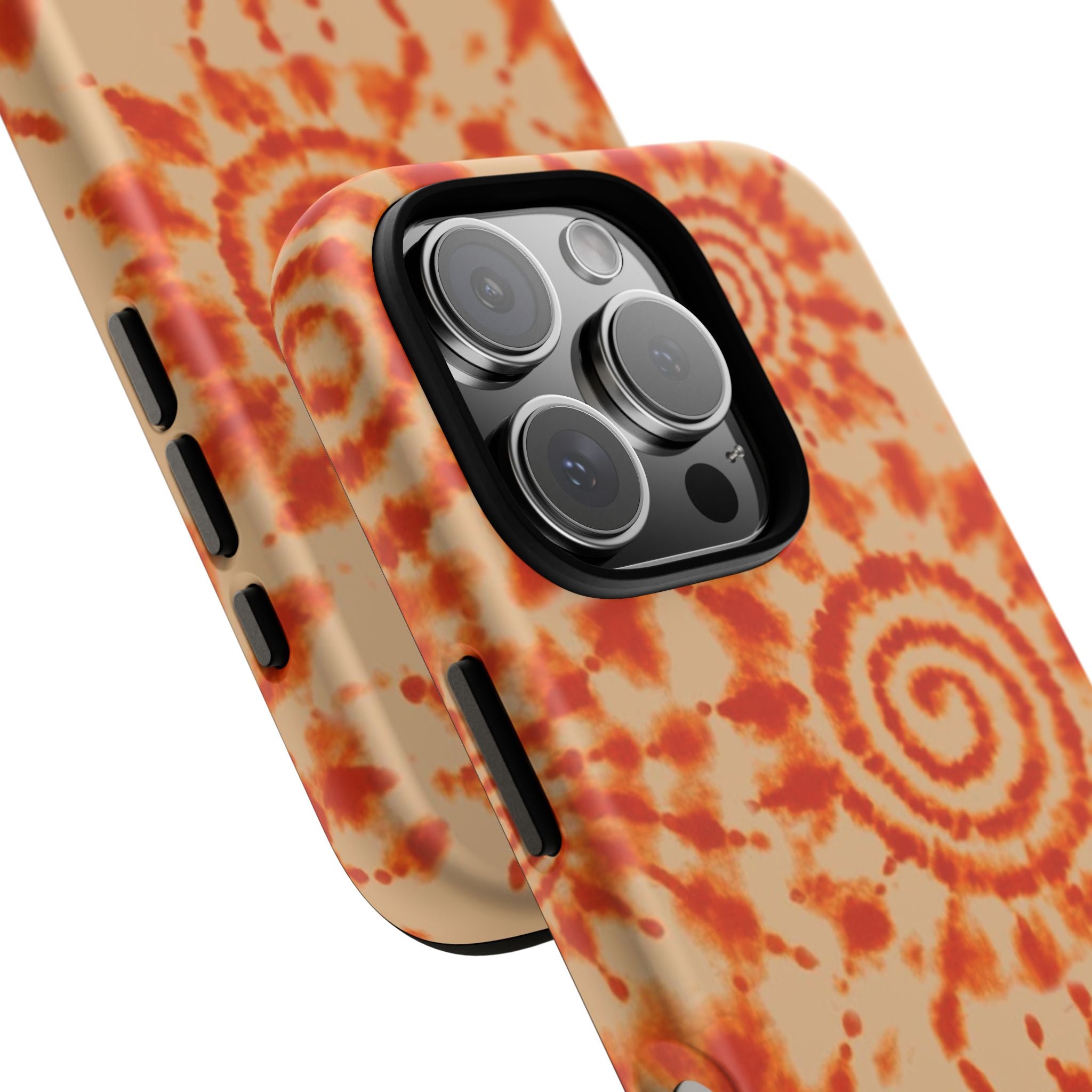 Tie-Dye Spiral Tough Phone Case — Orange Retro Protective Case