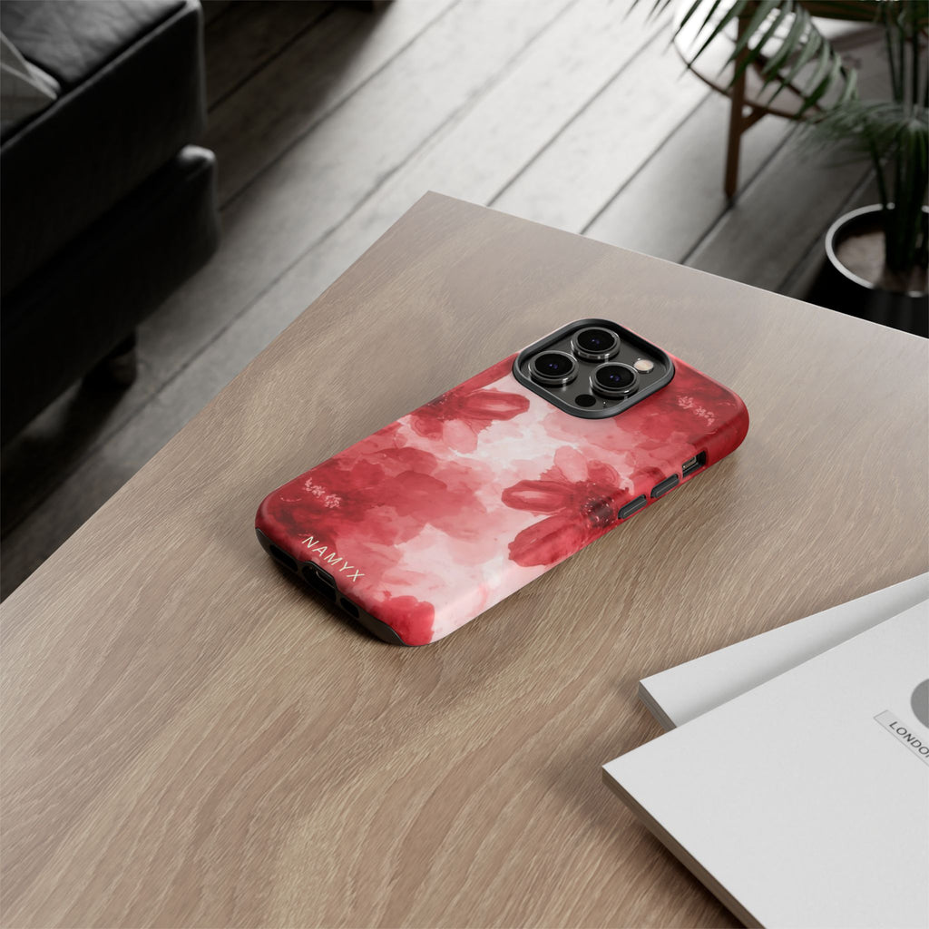 Floral Red Watercolor Tough Phone Case