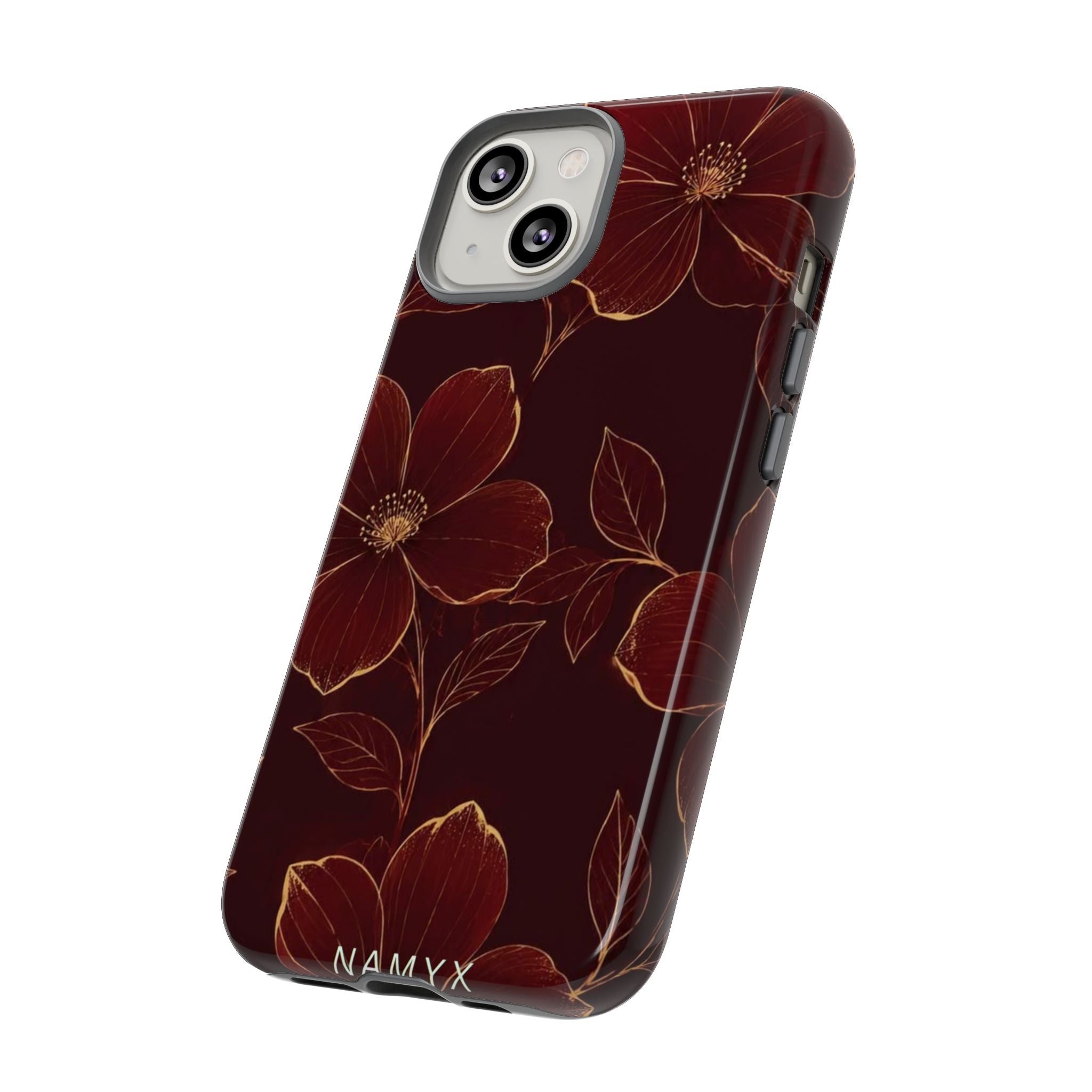 Floral Tough Case — Dark Red Botanical Phone Case