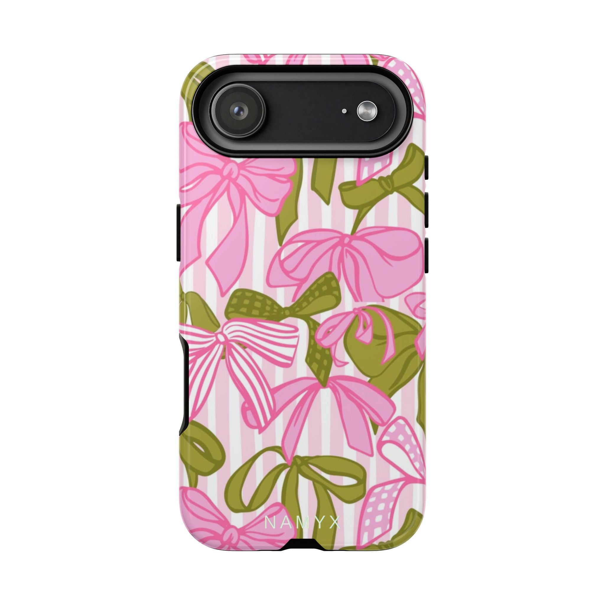 Bow Pattern Tough Case - Pink & Olive Floral Phone Cover