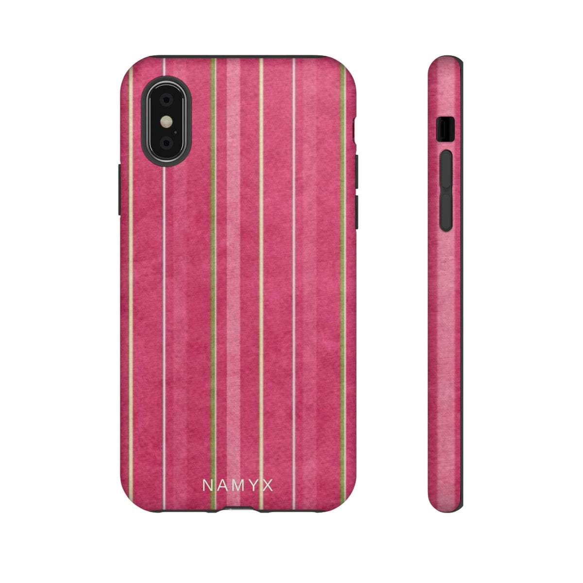 Pink Vertical Stripe Tough Phone Case — Durable Protective iPhone Cover with Subtle Vintage Stripes