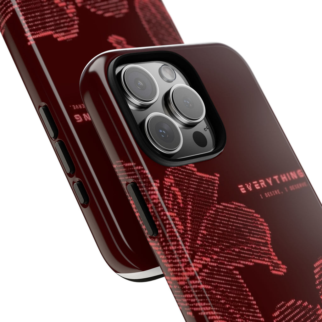 Floral Tough Phone Case — 'Everything' Burgundy Protective Cover