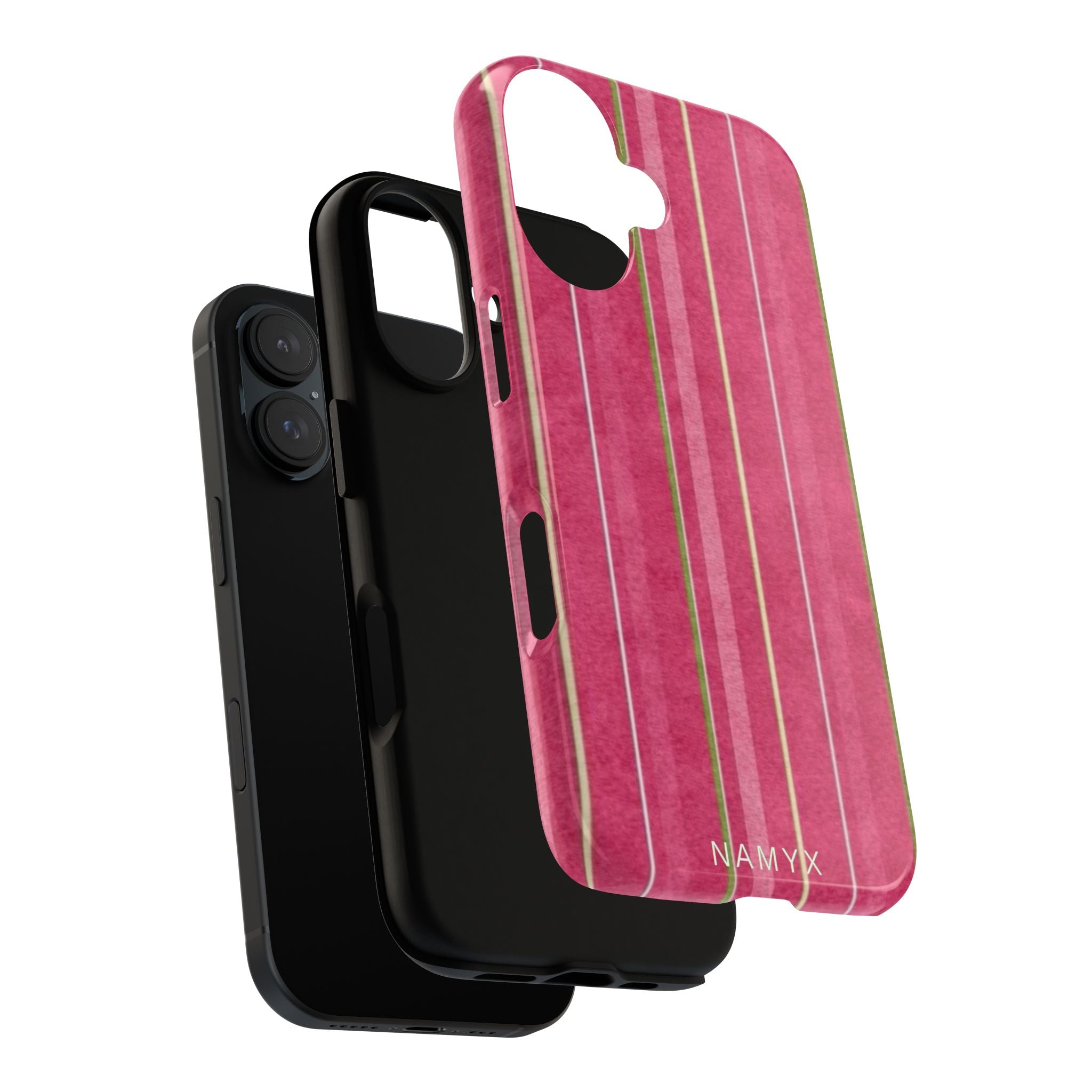 Pink Vertical Stripe Tough Phone Case — Durable Protective iPhone Cover with Subtle Vintage Stripes
