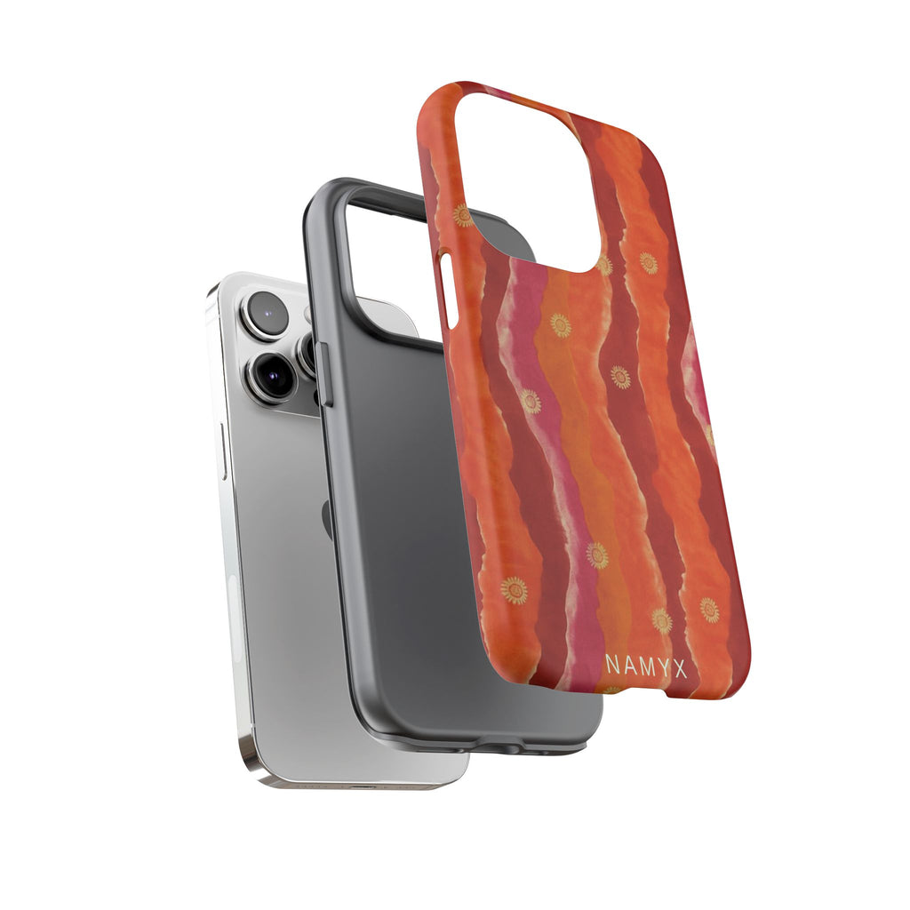Abstract Red Waves Phone Case — Bold Orange & Pink Protective Tough Case