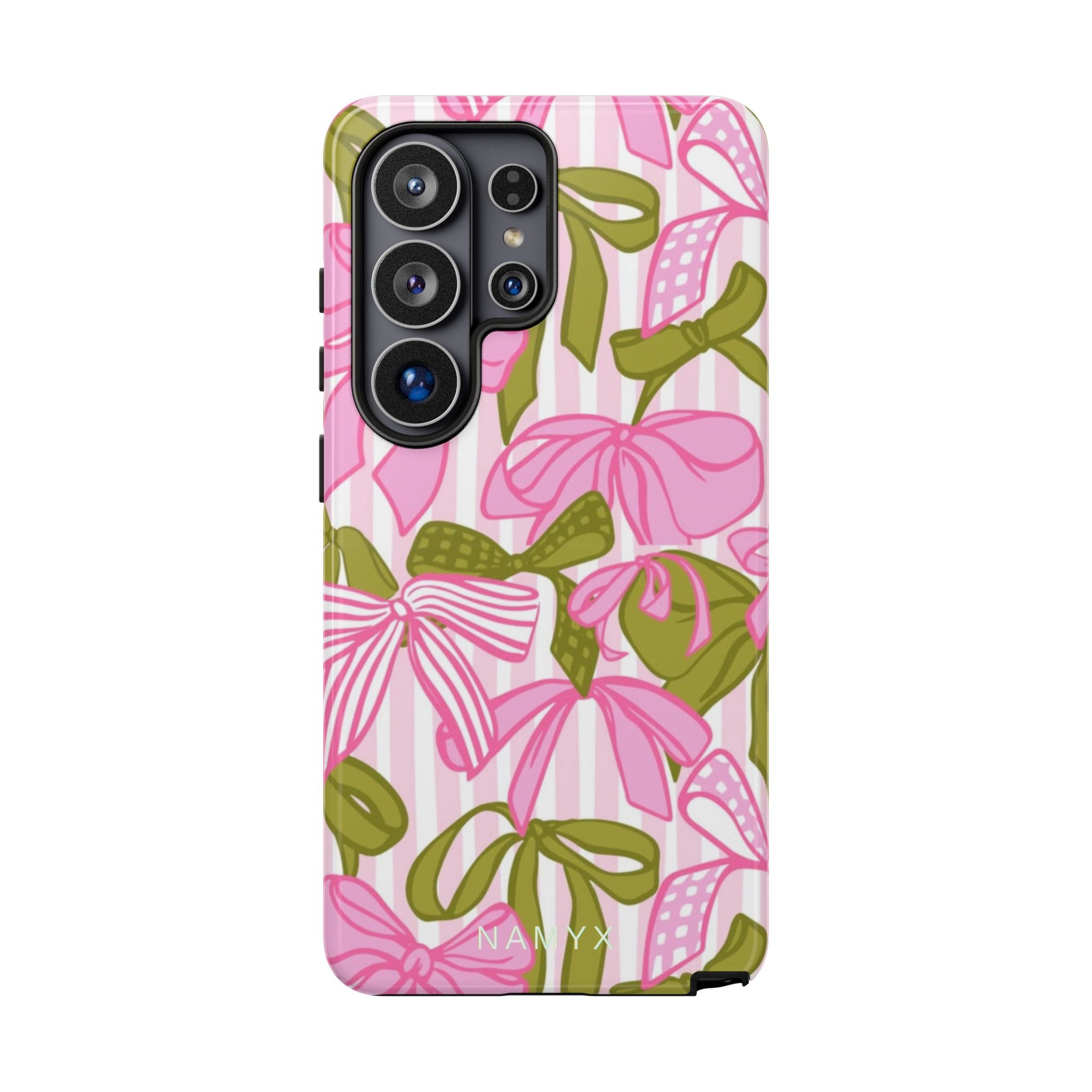 Bow Pattern Tough Case - Pink & Olive Floral Phone Cover