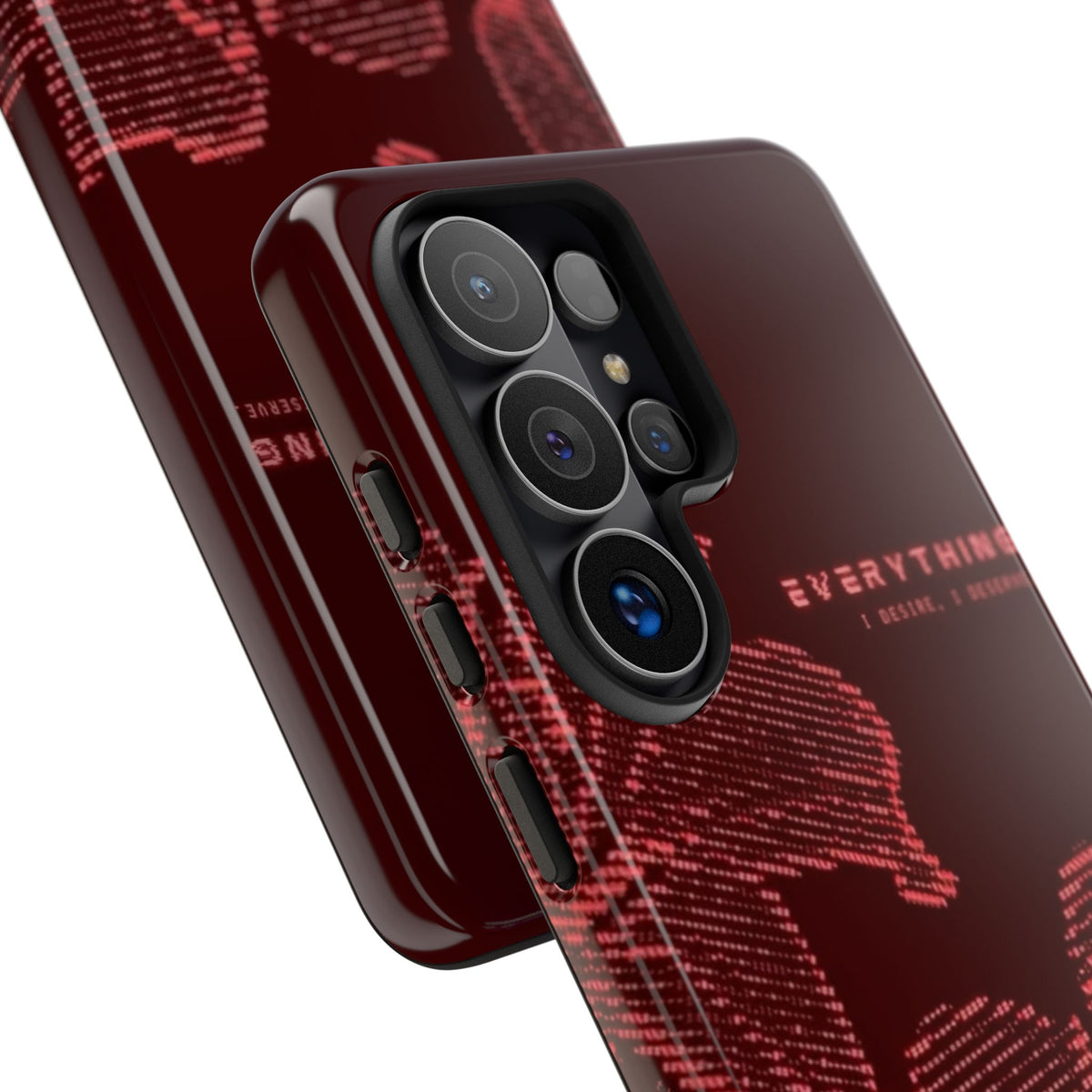 Floral Tough Phone Case — 'Everything' Burgundy Protective Cover