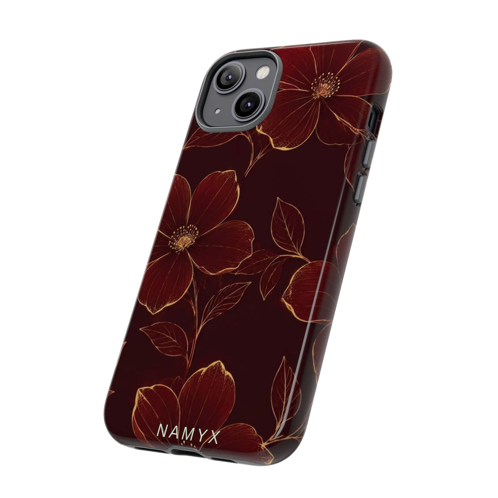 Floral Tough Case — Dark Red Botanical Phone Case