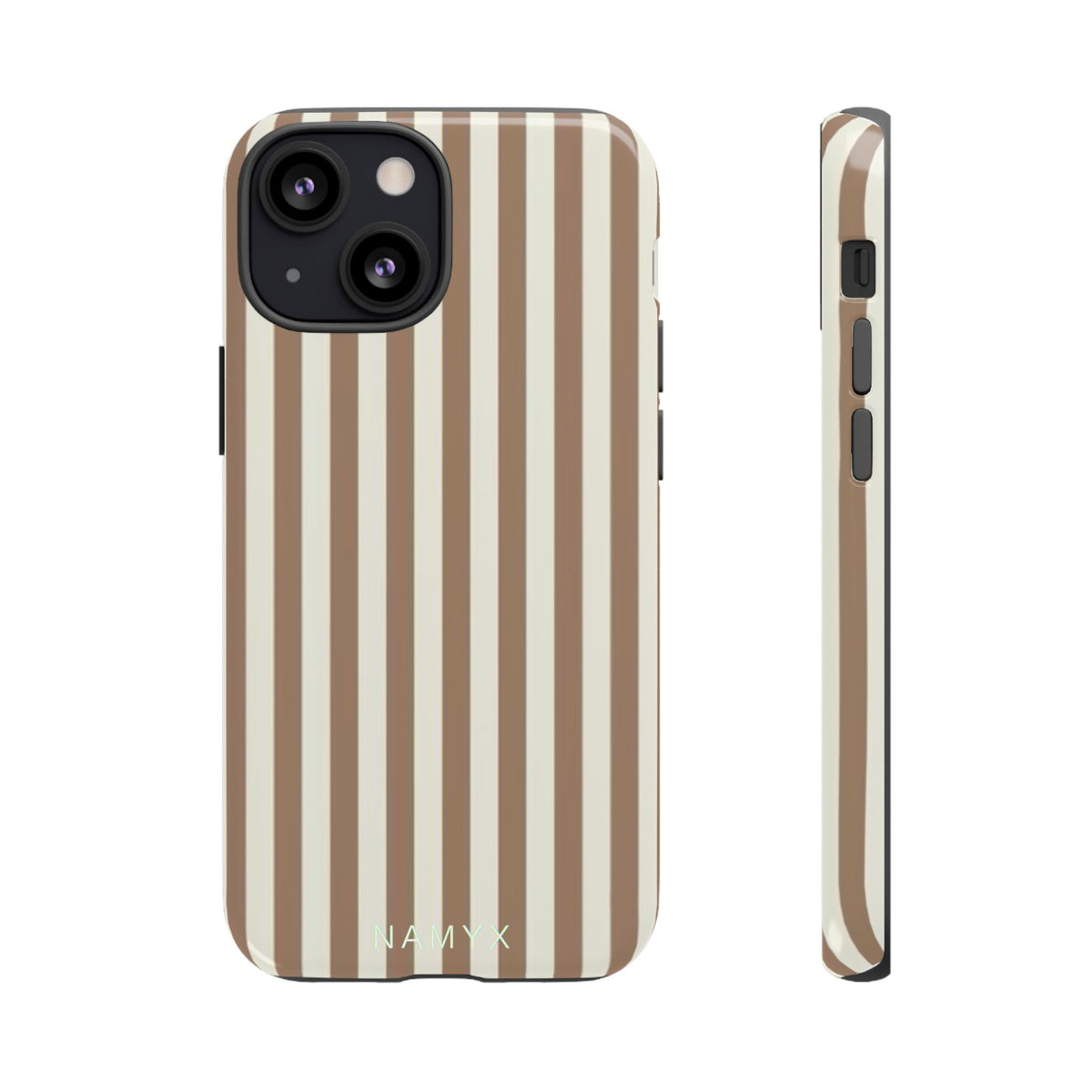Striped Beige Phone Case — Classic Vertical Brown & Cream Stripe Tough Case