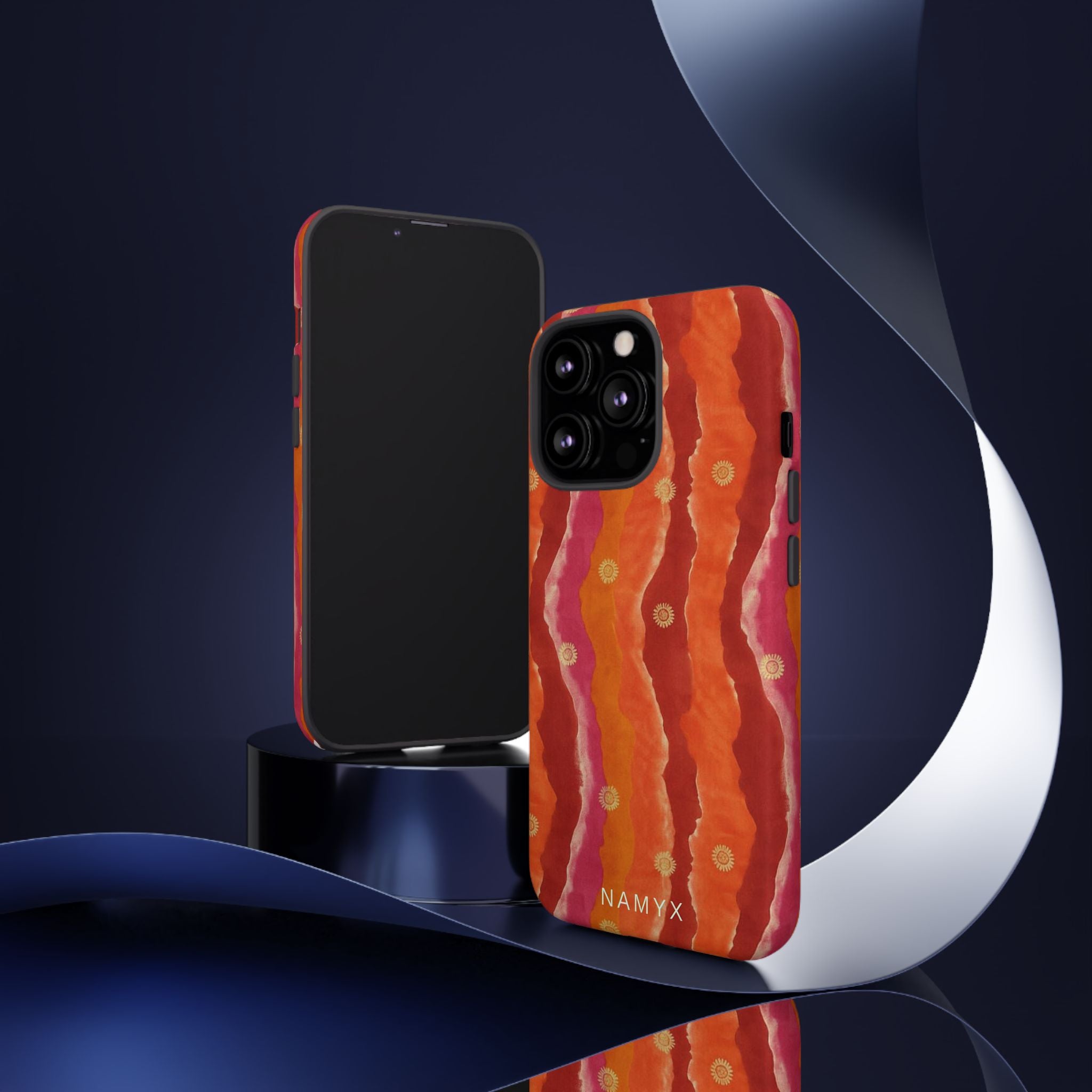 Abstract Red Waves Phone Case — Bold Orange & Pink Protective Tough Case