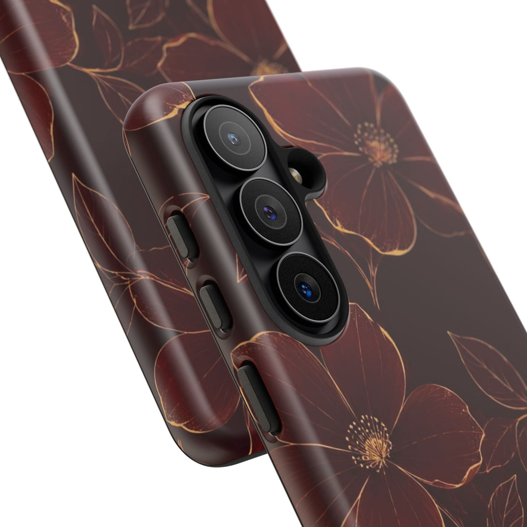 Floral Tough Case — Dark Red Botanical Phone Case
