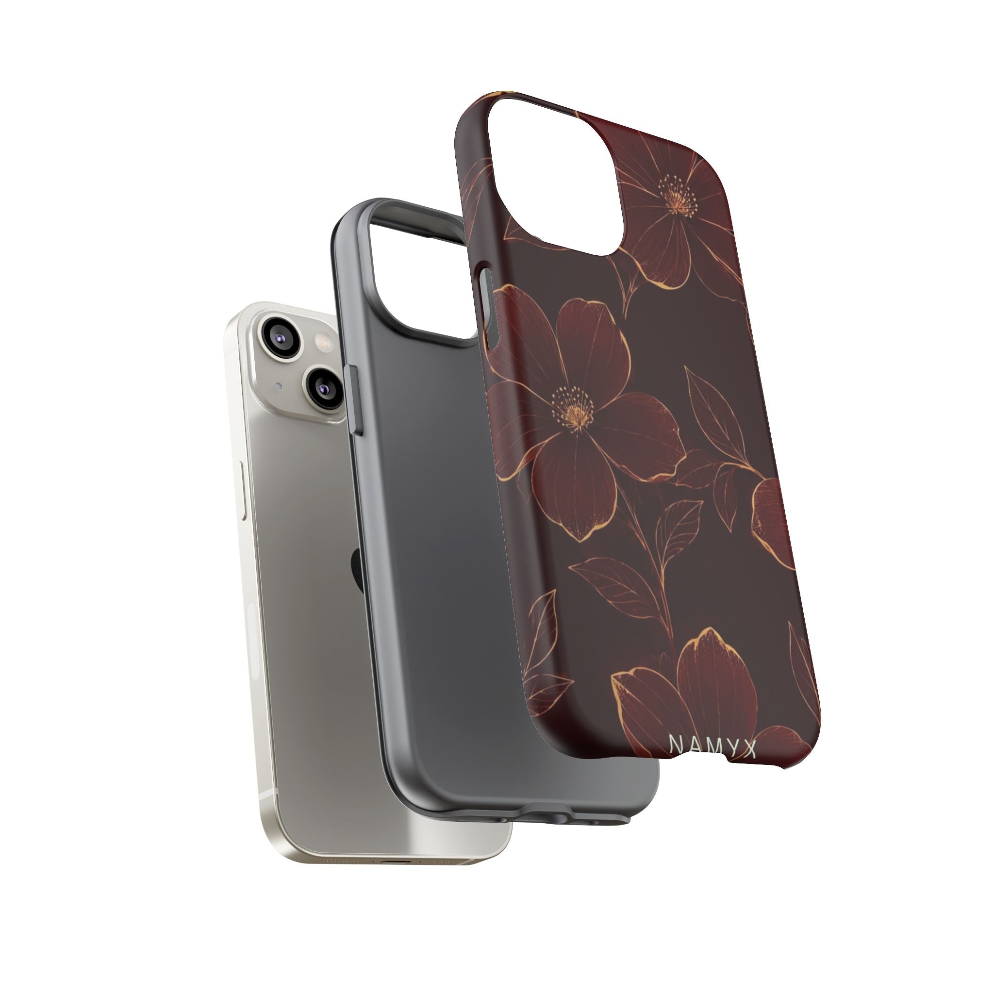 Floral Tough Case — Dark Red Botanical Phone Case