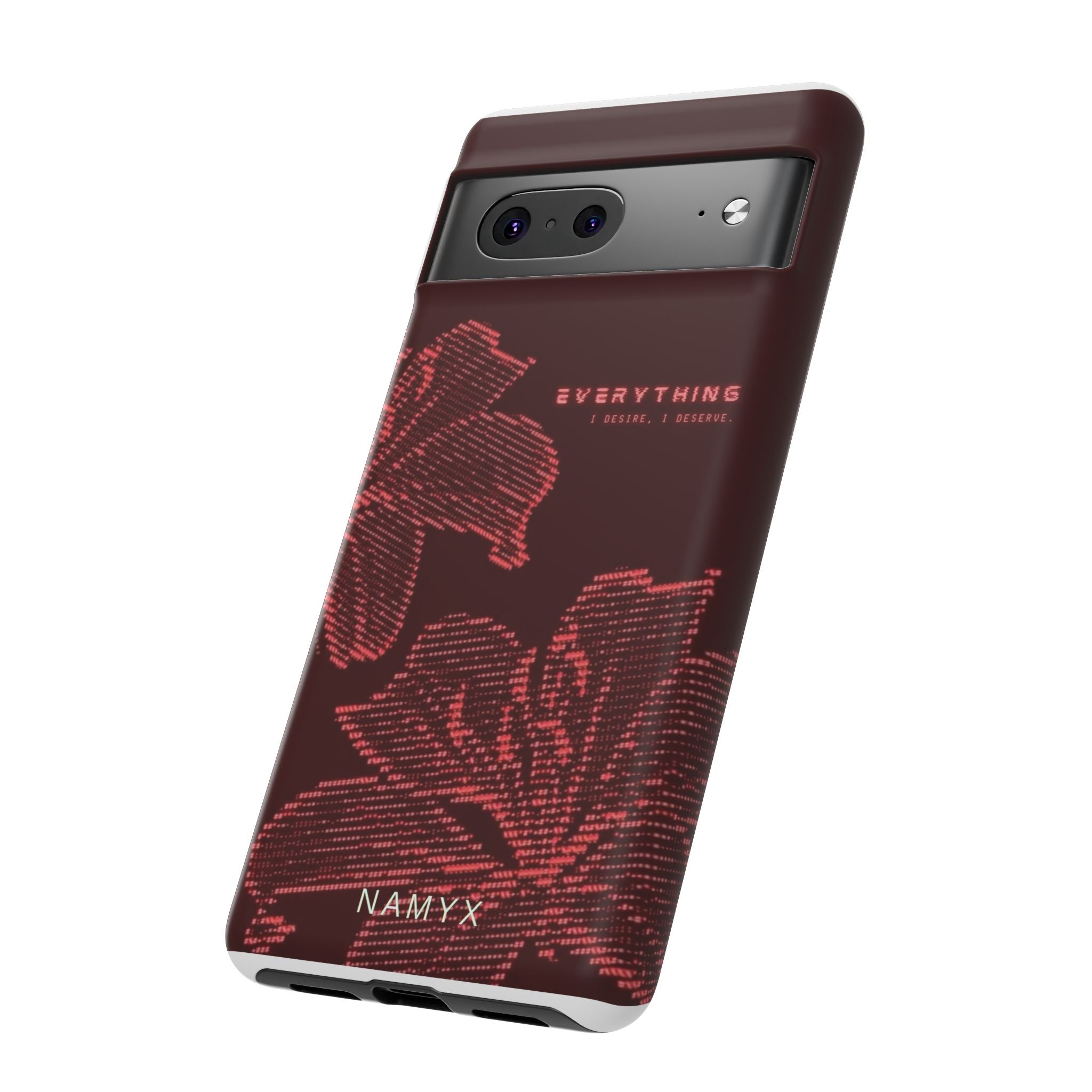 Floral Tough Phone Case — 'Everything' Burgundy Protective Cover