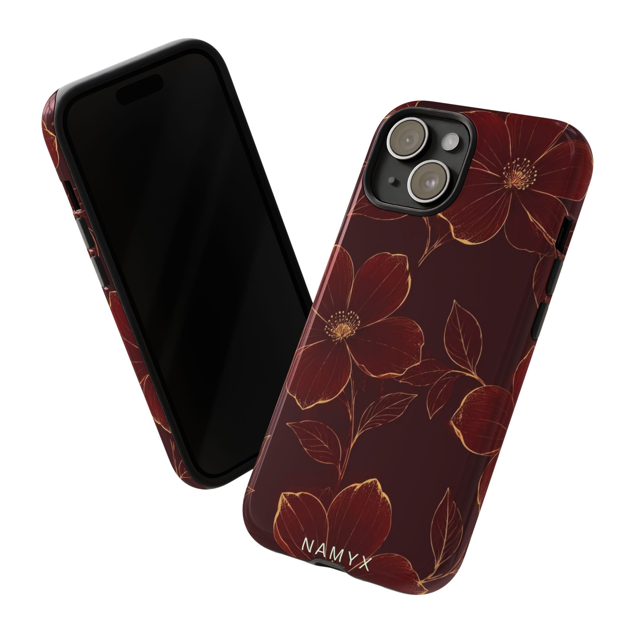 Floral Tough Case — Dark Red Botanical Phone Case