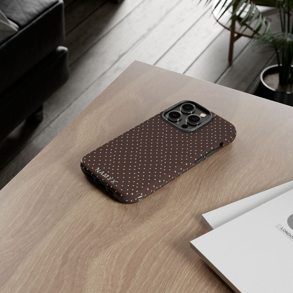 Brown Polka Dot Tough Phone Case - Slim Protective iPhone Cover