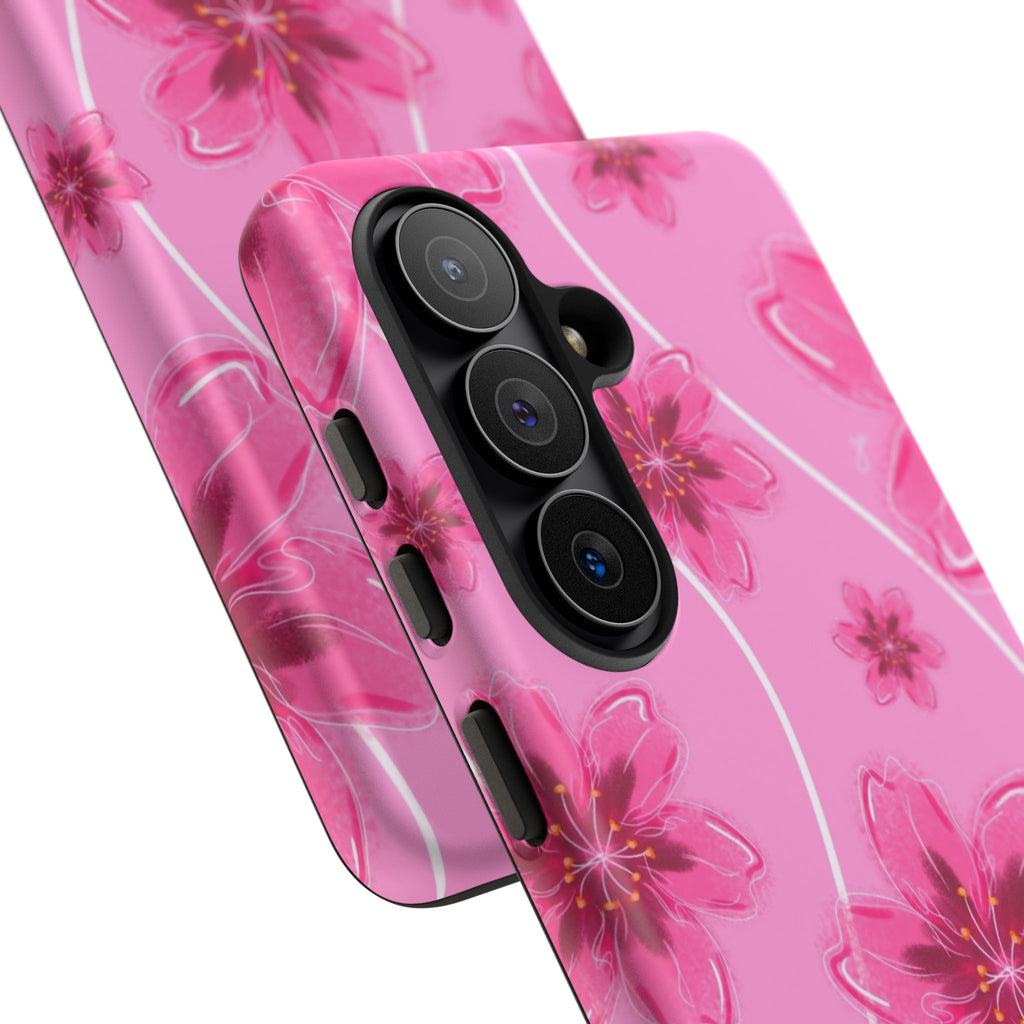 Pink Cherry Blossom Tough Phone Case — Floral Protective Cover