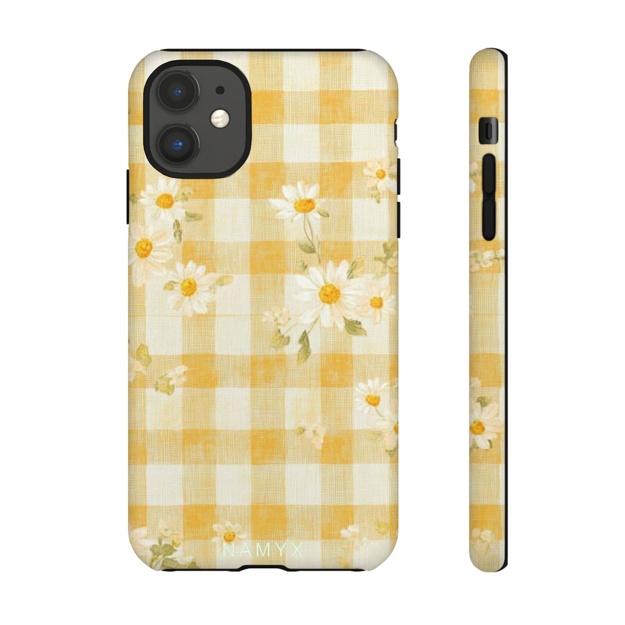 Daisy Gingham Tough Phone Case — Yellow Floral Protective Cover