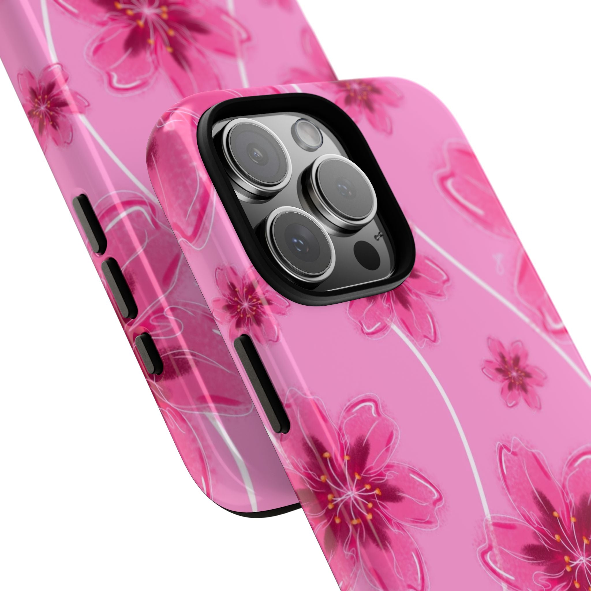 Pink Cherry Blossom Tough Phone Case — Floral Protective Cover
