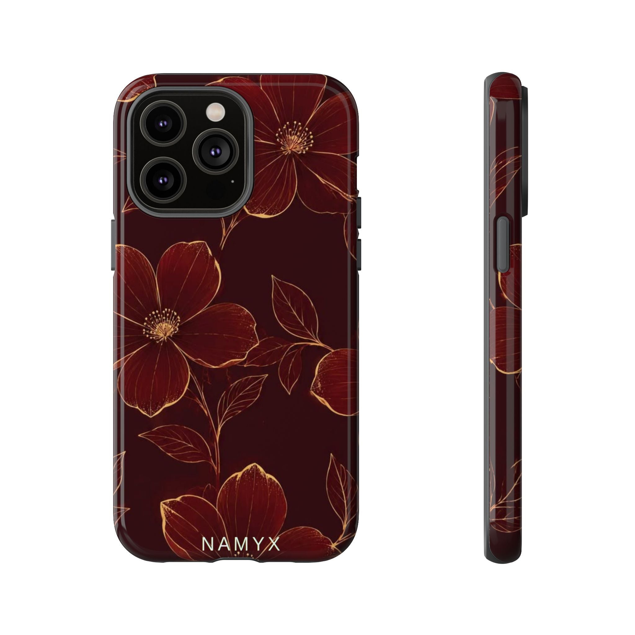 Floral Tough Case — Dark Red Botanical Phone Case