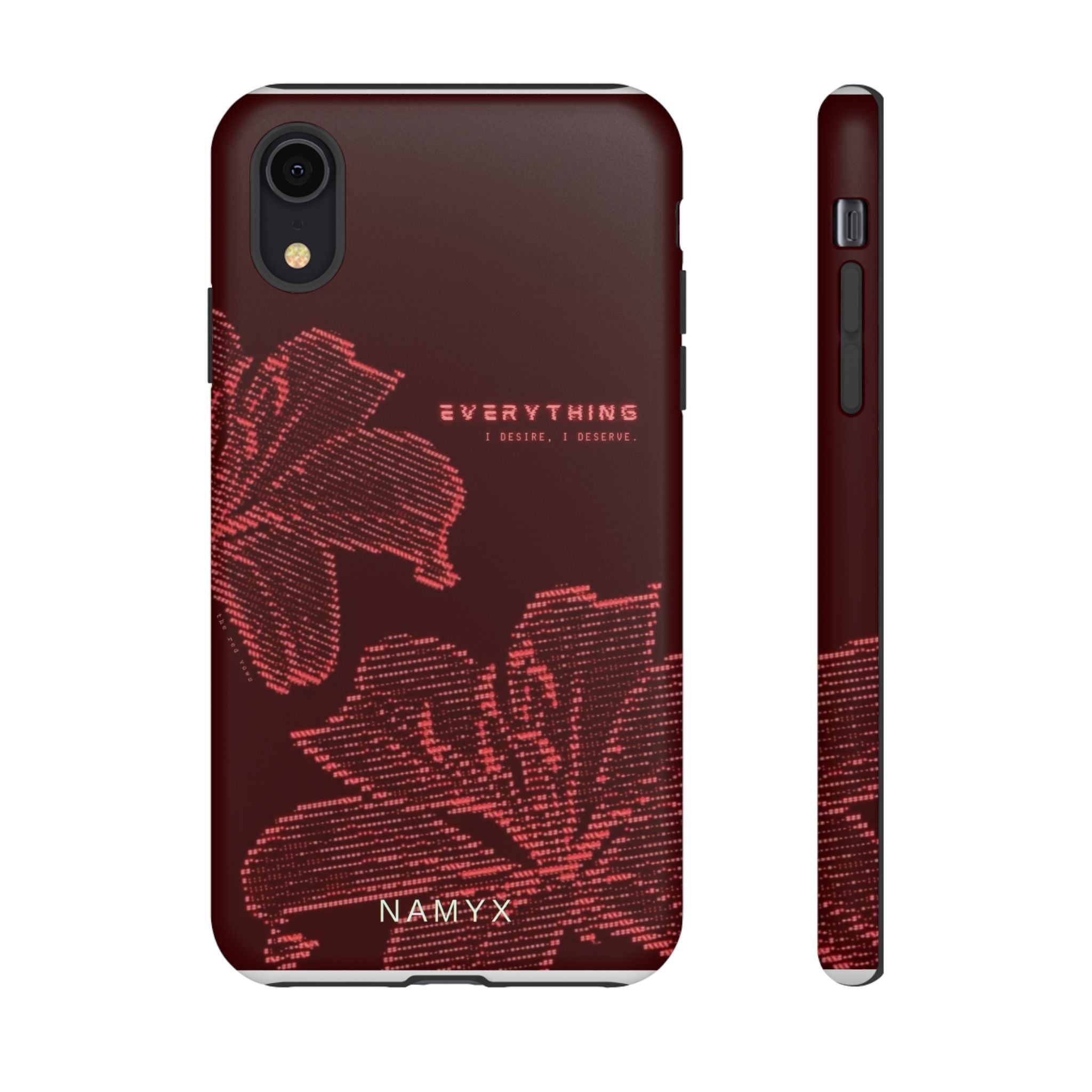 Floral Tough Phone Case — 'Everything' Burgundy Protective Cover