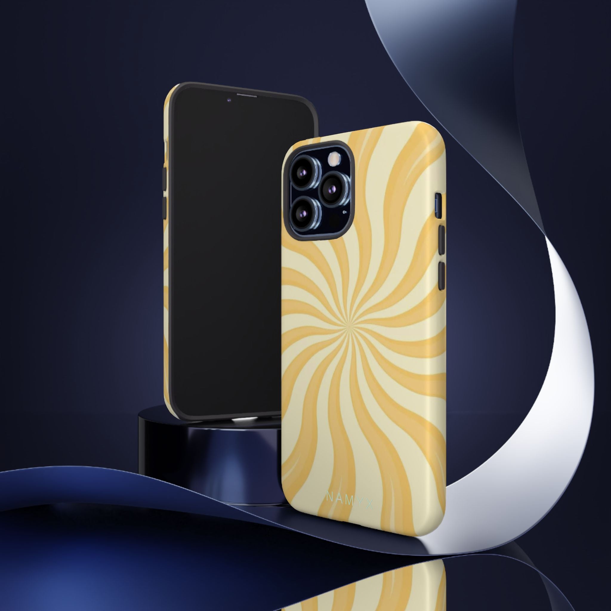 Phone Case — Retro Yellow Swirl Tough Protective Cover