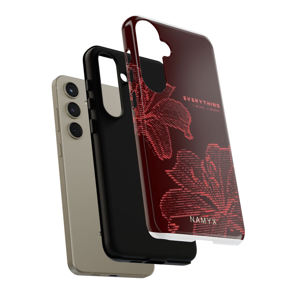Floral Tough Phone Case — 'Everything' Burgundy Protective Cover
