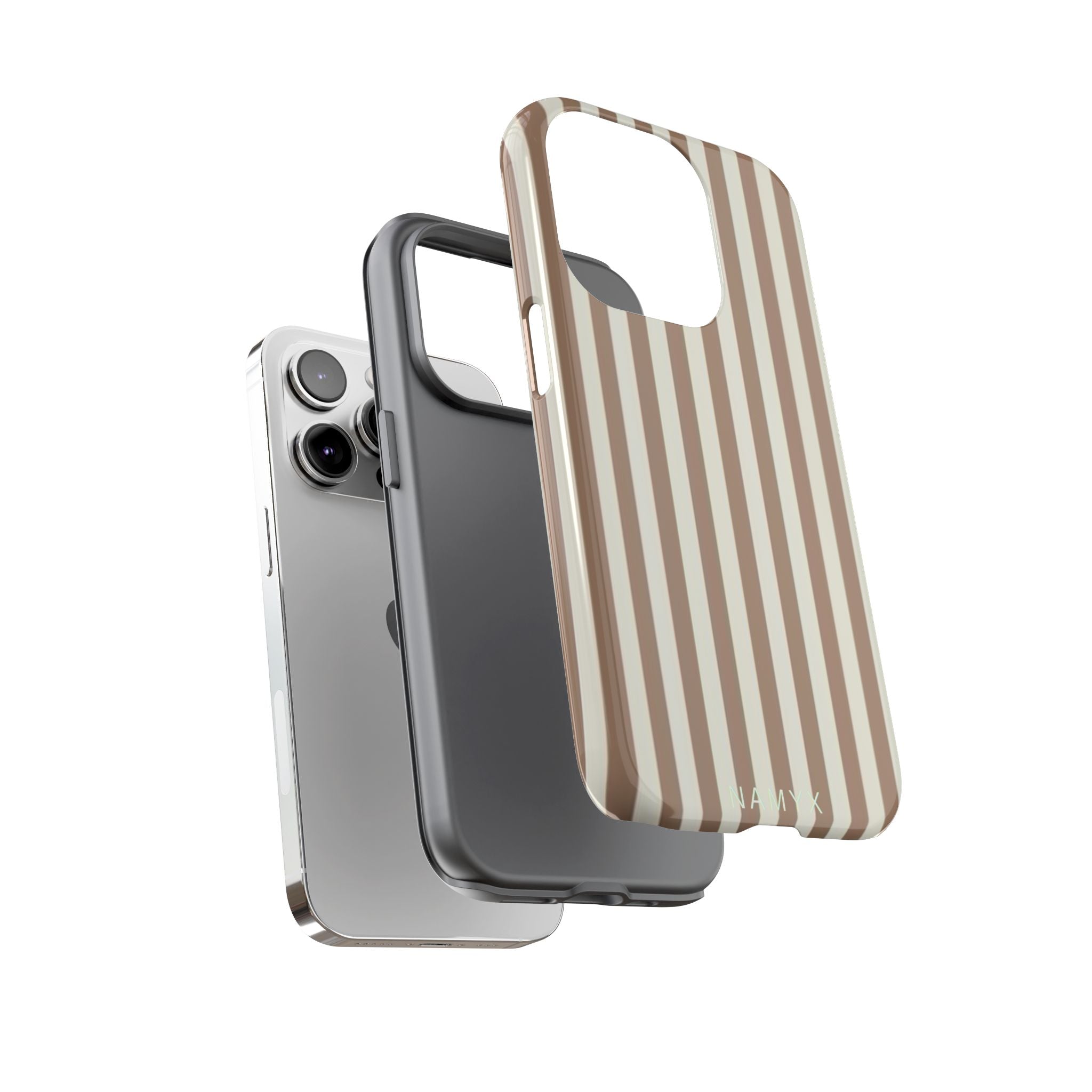 Striped Beige Phone Case — Classic Vertical Brown & Cream Stripe Tough Case