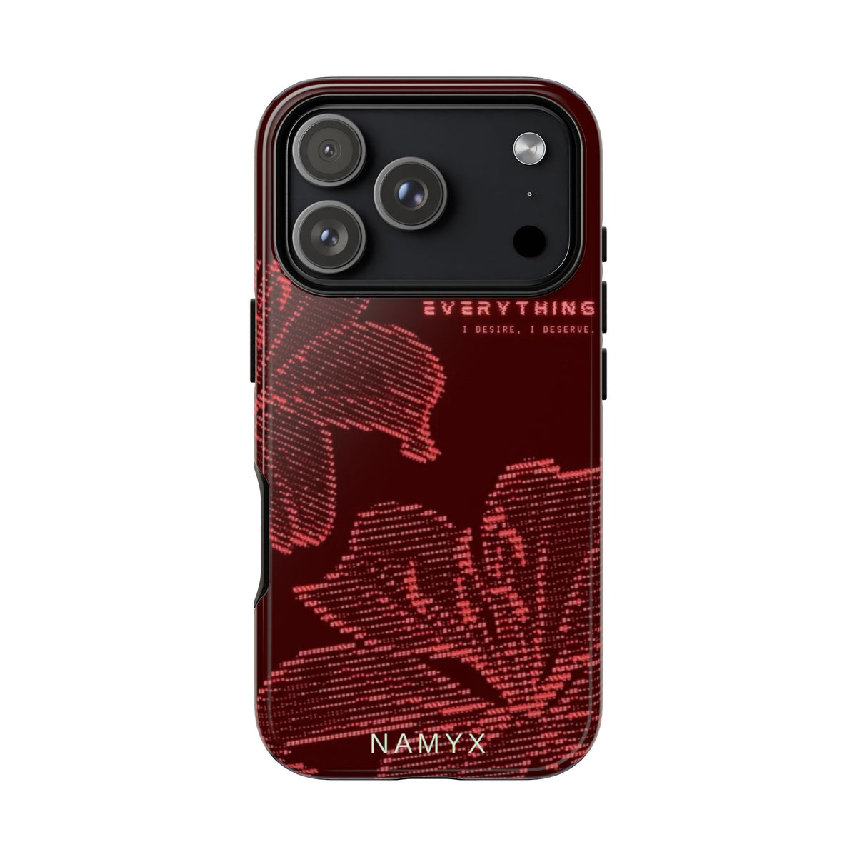 Floral Tough Phone Case — 'Everything' Burgundy Protective Cover