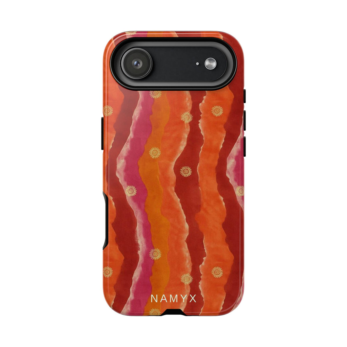 Abstract Red Waves Phone Case — Bold Orange & Pink Protective Tough Case